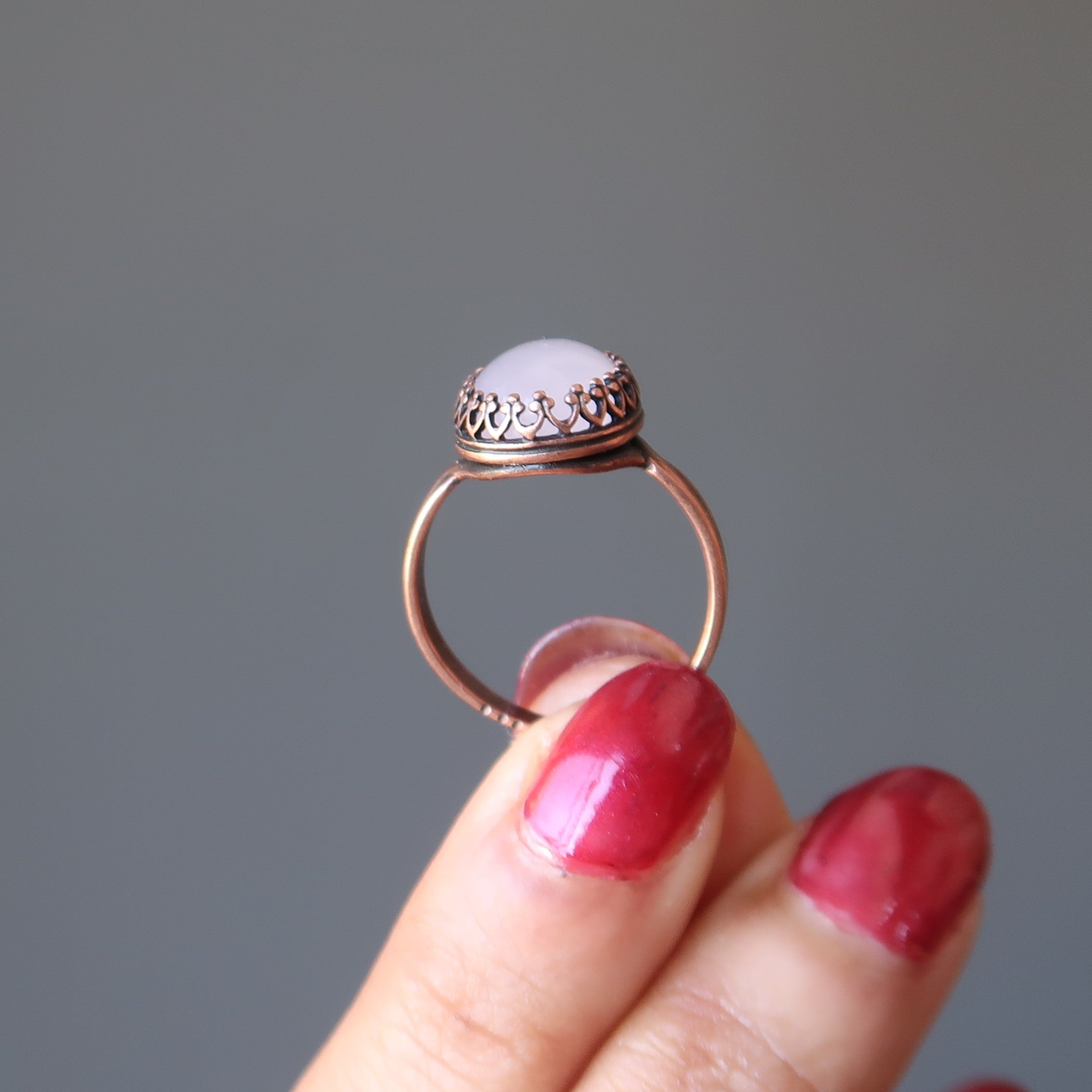 Rose Quartz Ring for Women - Oval Gemstone Copper Adjustable Healing Jewelry - Perfect for Meditation, Yoga & Spiritual Gifts