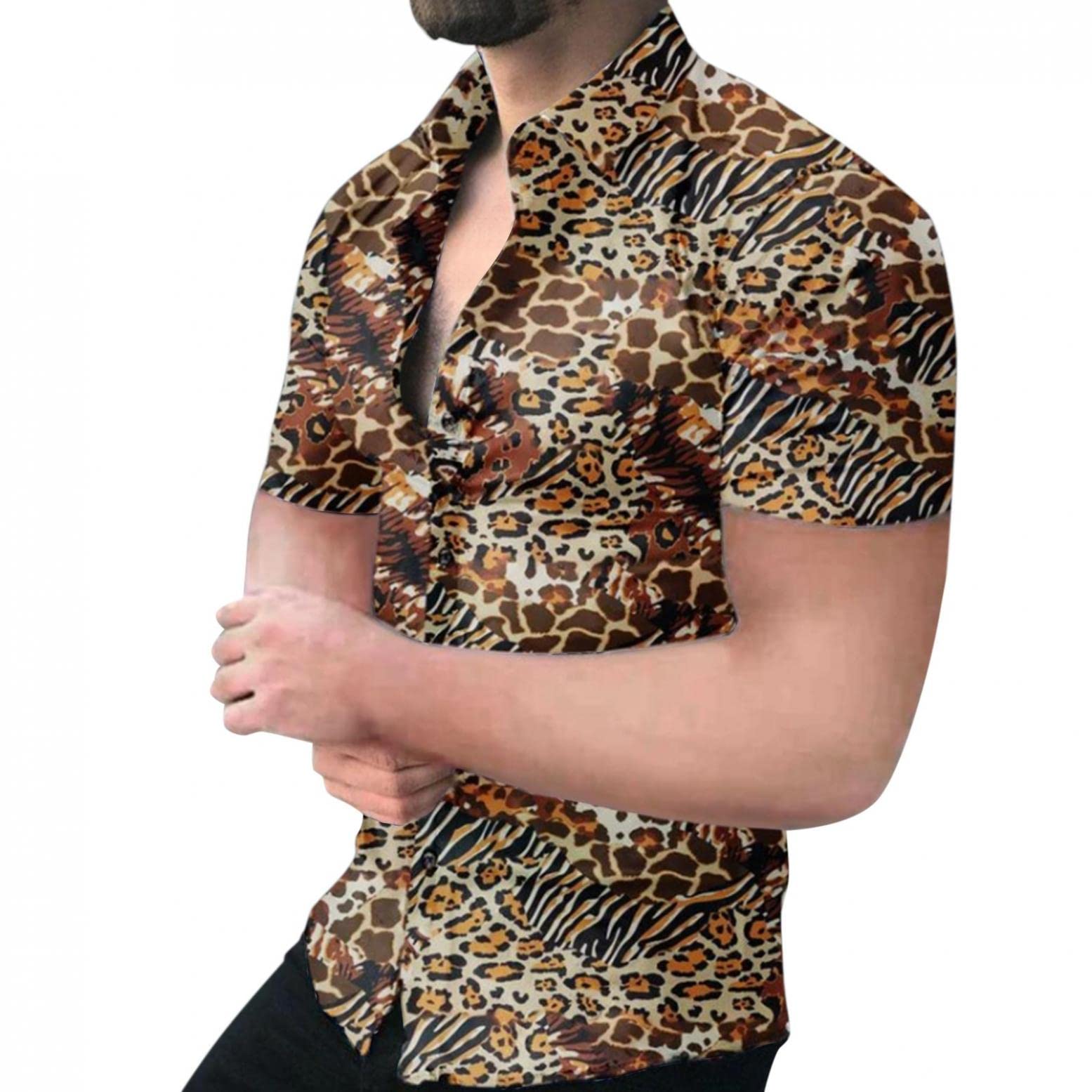 Men's Floral Hawaiian Shirts - Short Sleeve Button Down Beach Shirts, Slim Fit Casual T-Shirts & Tops for Summer Vacation, Luau Party, and Tropical Getaways