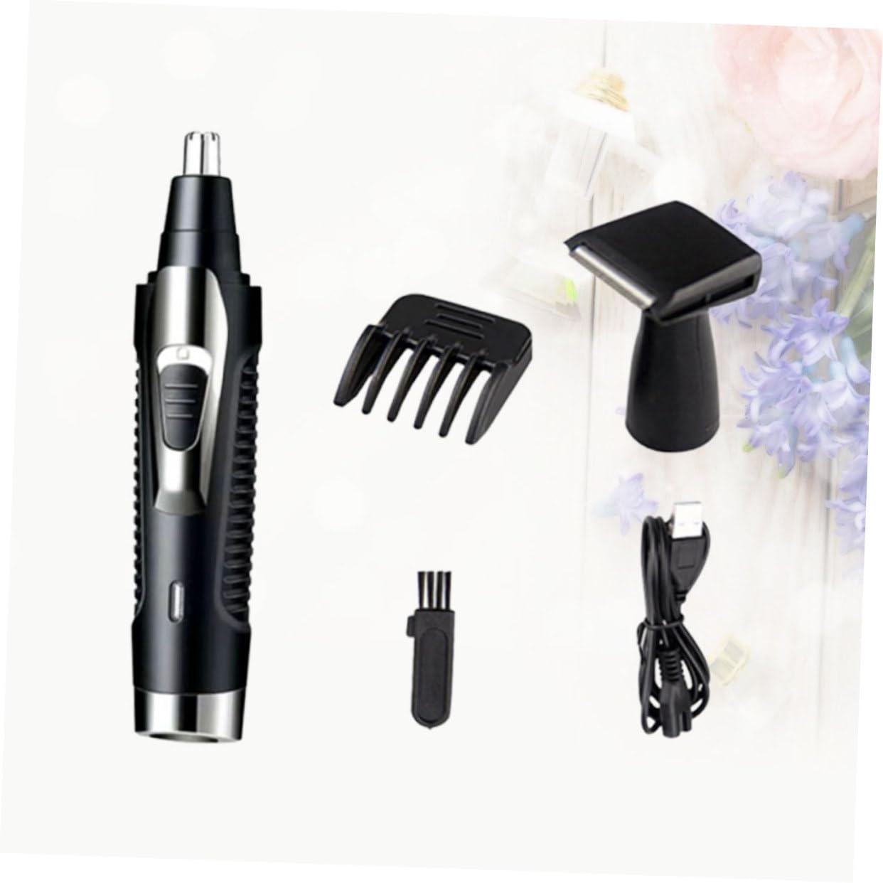 IPetboom Rechargeable Electric Nose Hair Trimmer for Men - Painless Nose & Ear Hair Removal, Washable & Portable Grooming Kit - Perfect for Travel, Home & Office Use - Black