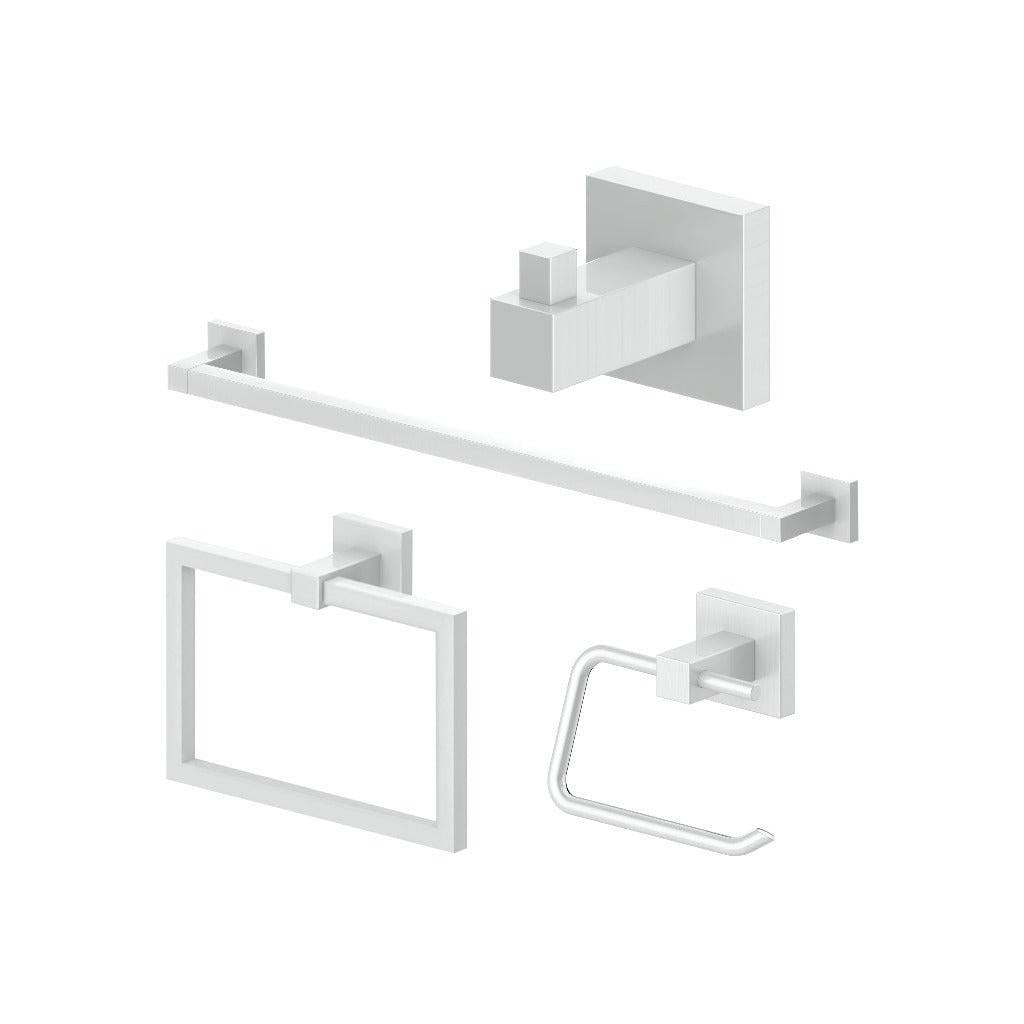 ZLINE Bliss 4-Piece Bathroom Accessories Set - Chrome Towel Rail, Hook, Ring & Toilet Paper Holder - Modern Bathroom Decor for Home & Hotel Use (4BP BLSACC)