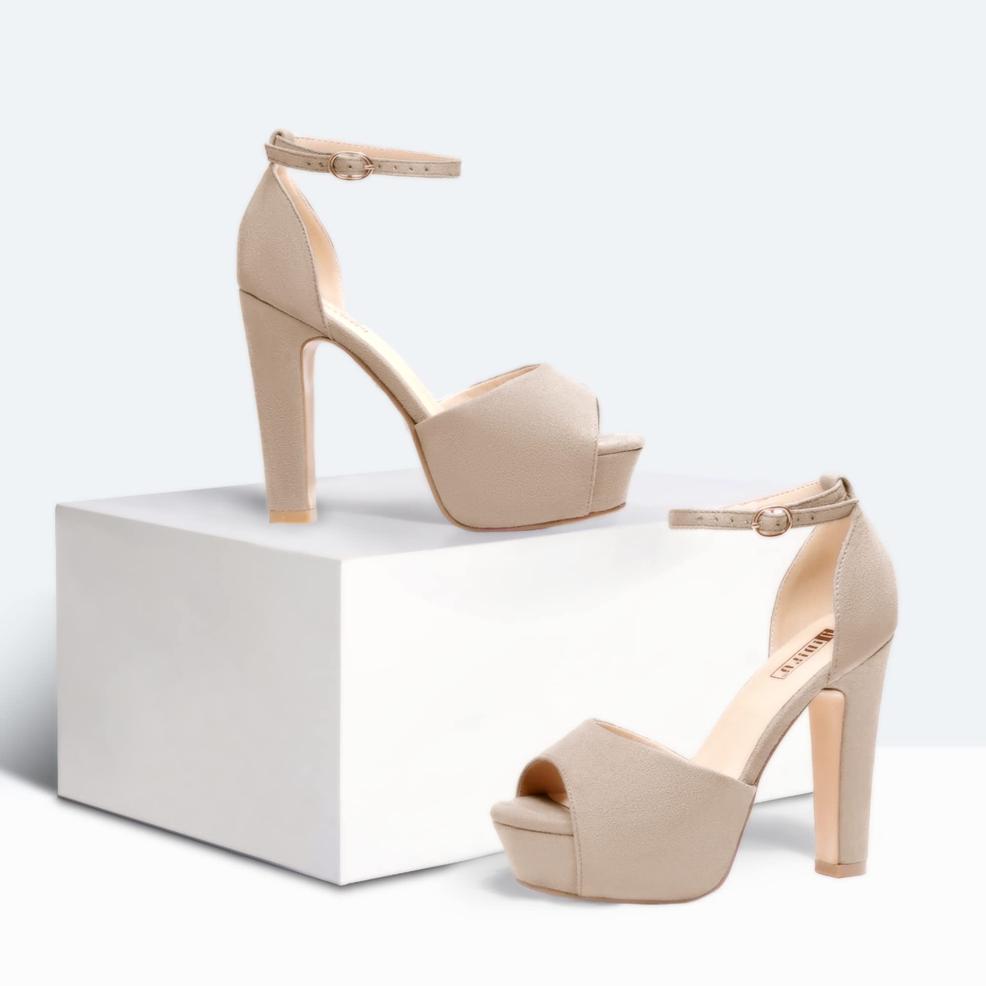 IDIFU Women's Platform Chunky High Heels - Peep Toe Ankle Strap Dress Sandals for Wedding, Party & Evening Events - Comfortable Bridal Shoes for Women (Perfect for Prom, Date Night & Special Occasions)