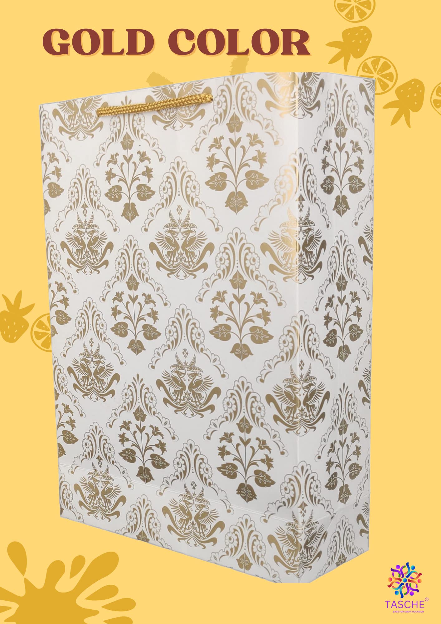 Premium Gold Waves & Bird Design Gift Bags - Elegant Assorted Paper Carry Bags for Birthday Presents, Party Favors, Wedding Gifts & Special Occasions (11x8x3 Inches, Pack of 10) - Perfect for Baby Showers, Bridal Events & Holiday Gift Wrapping