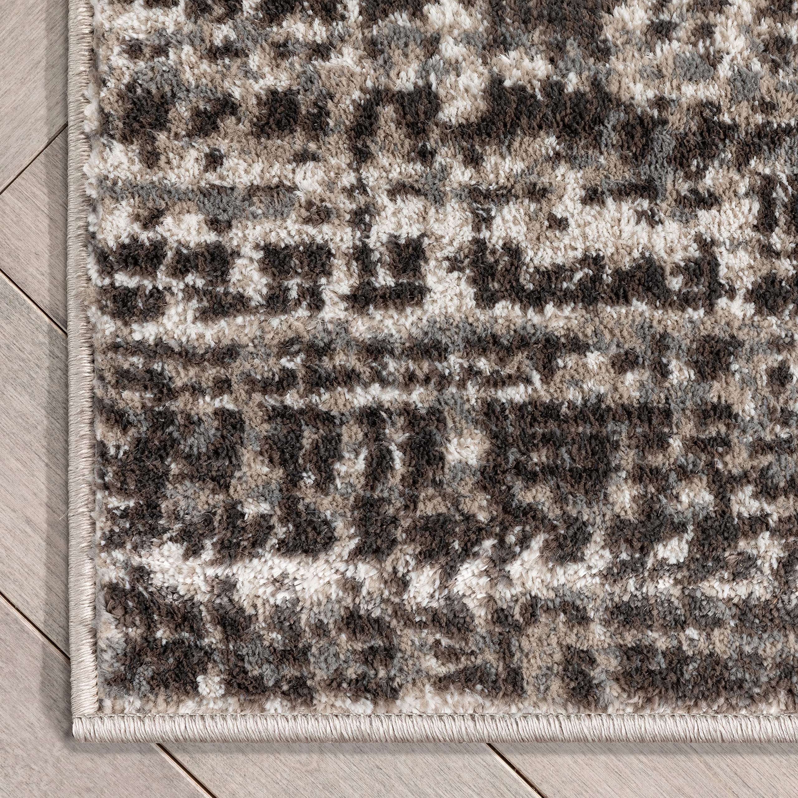 Custom Size Well Woven Szera Grey & Golden Rust Abstract Geometric Runner Rug - 31