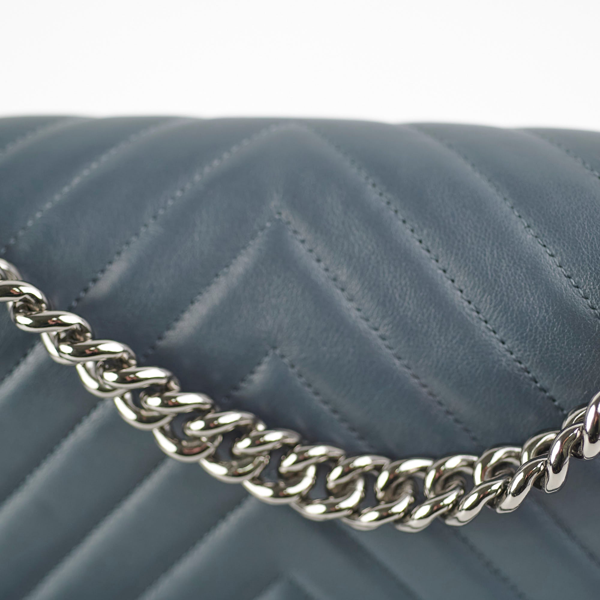 Chanel Old Medium Chevron Boy Bag in Grey - Luxury Designer Handbag for Women, Perfect for Parties & Evening Events
