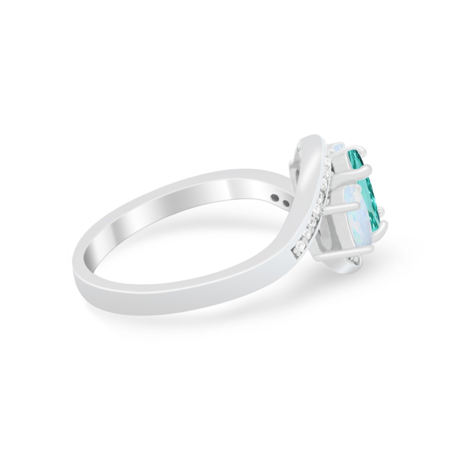 3 Stone Swirl Wedding Ring - Round Simulated Cubic Zirconia in 925 Sterling Silver - Elegant Bridal Jewelry for Engagement, Anniversary & Special Occasions