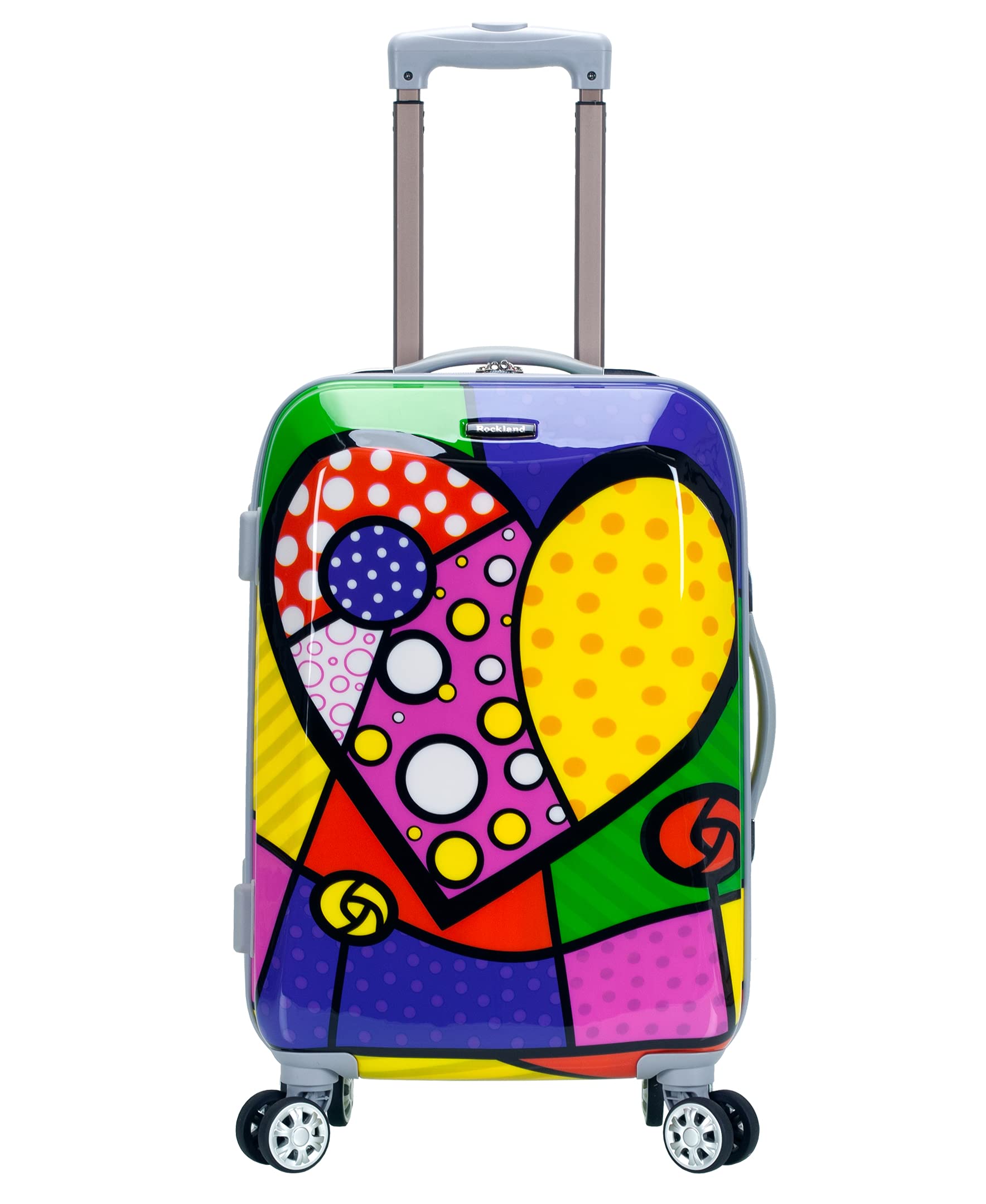 Rockland Departure Hardside Spinner Wheel Luggage Set - 2-Piece (20/28 Inch) Heart Design, Lightweight Durable Suitcase for Travel, Business Trips & Weekend Getaways