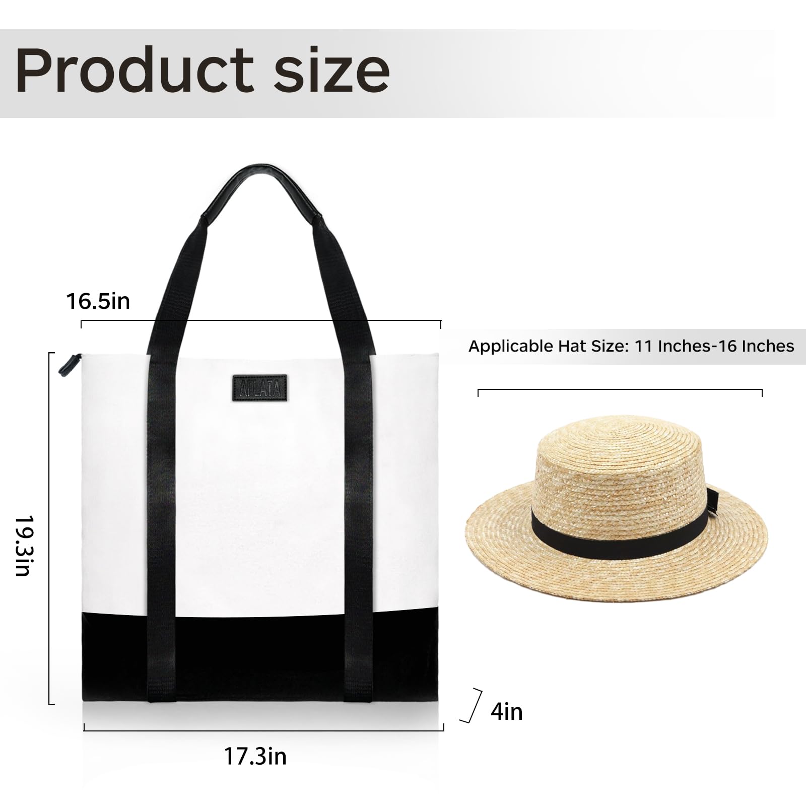 Stylish Travel Hat Tote Bag with Hat Holder - Durable Beach Bag with Comfortable PU Handle for Women & Men - Perfect for Vacations, Beach Trips, and Outdoor Adventures