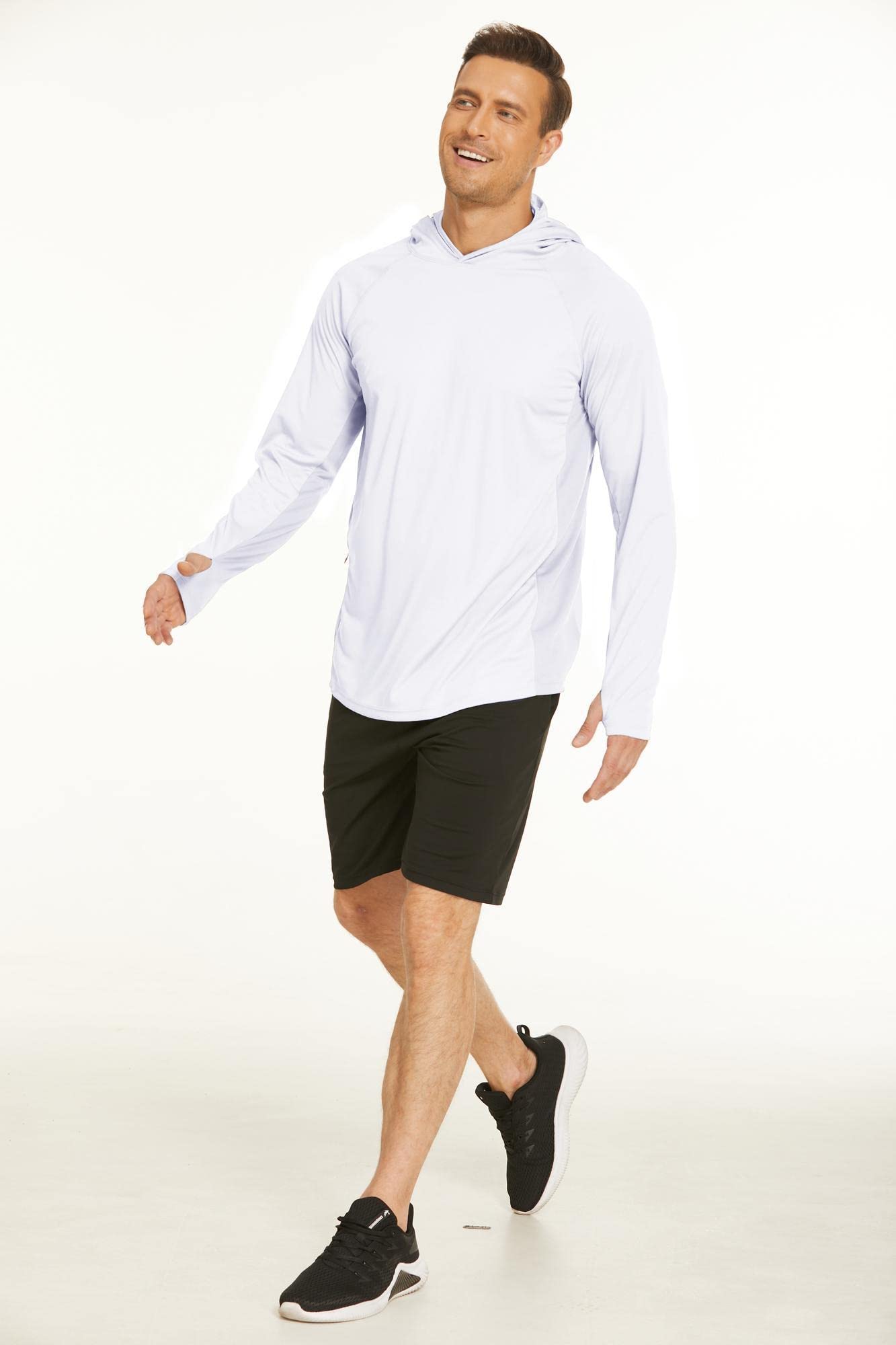 COOrun UPF 50 Men's Hooded Sun Shirt - Fishing & Hiking Rash Guard