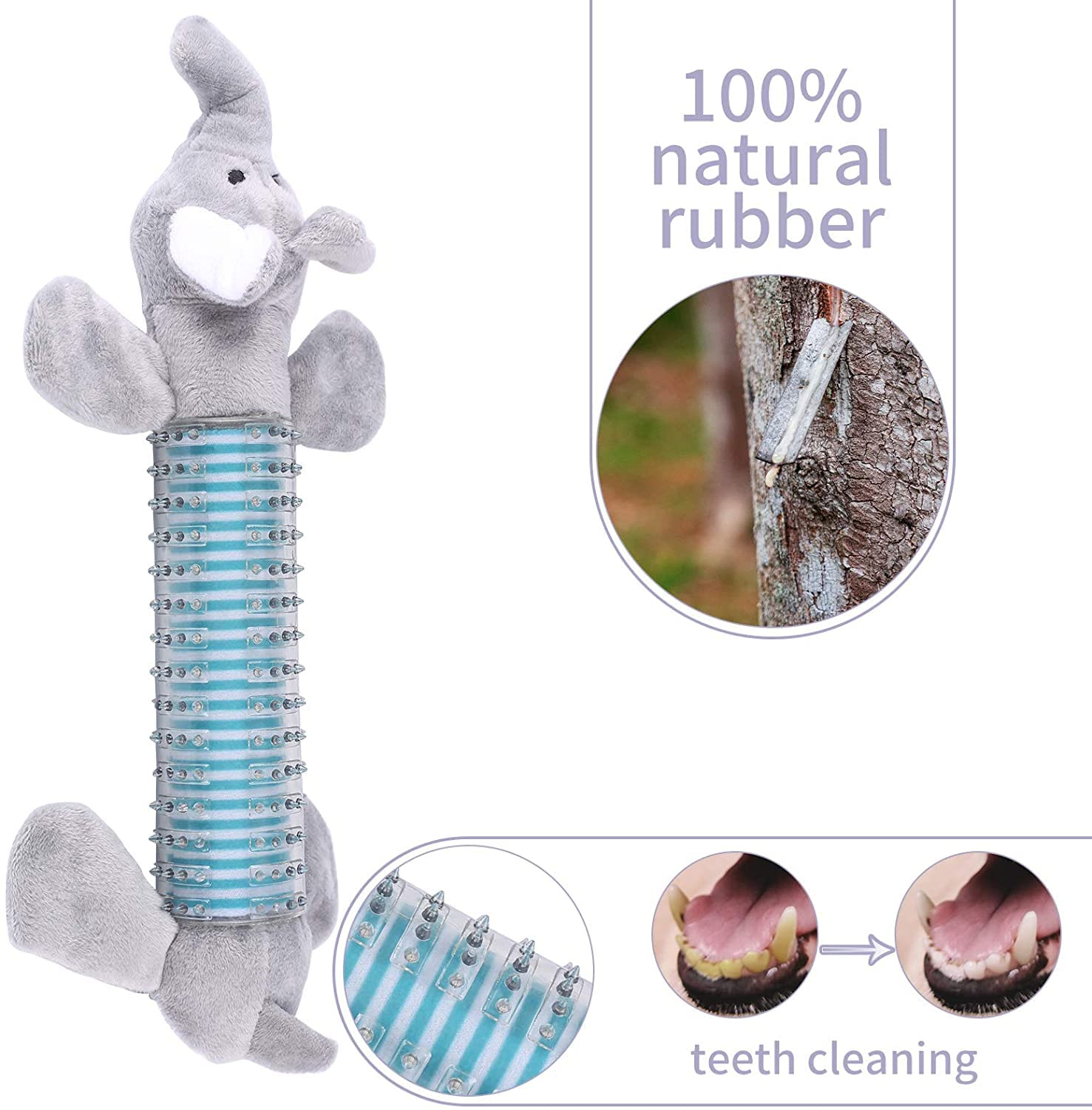 **3 Pack Plush Squeaky Dog Chew Toys – Indestructible & Durable Dental Chew Toys for Small & Medium Dogs – Natural Material Puppy Toothbrush Toys (Gray) – Perfect for Teething, Playtime & Dental Care**