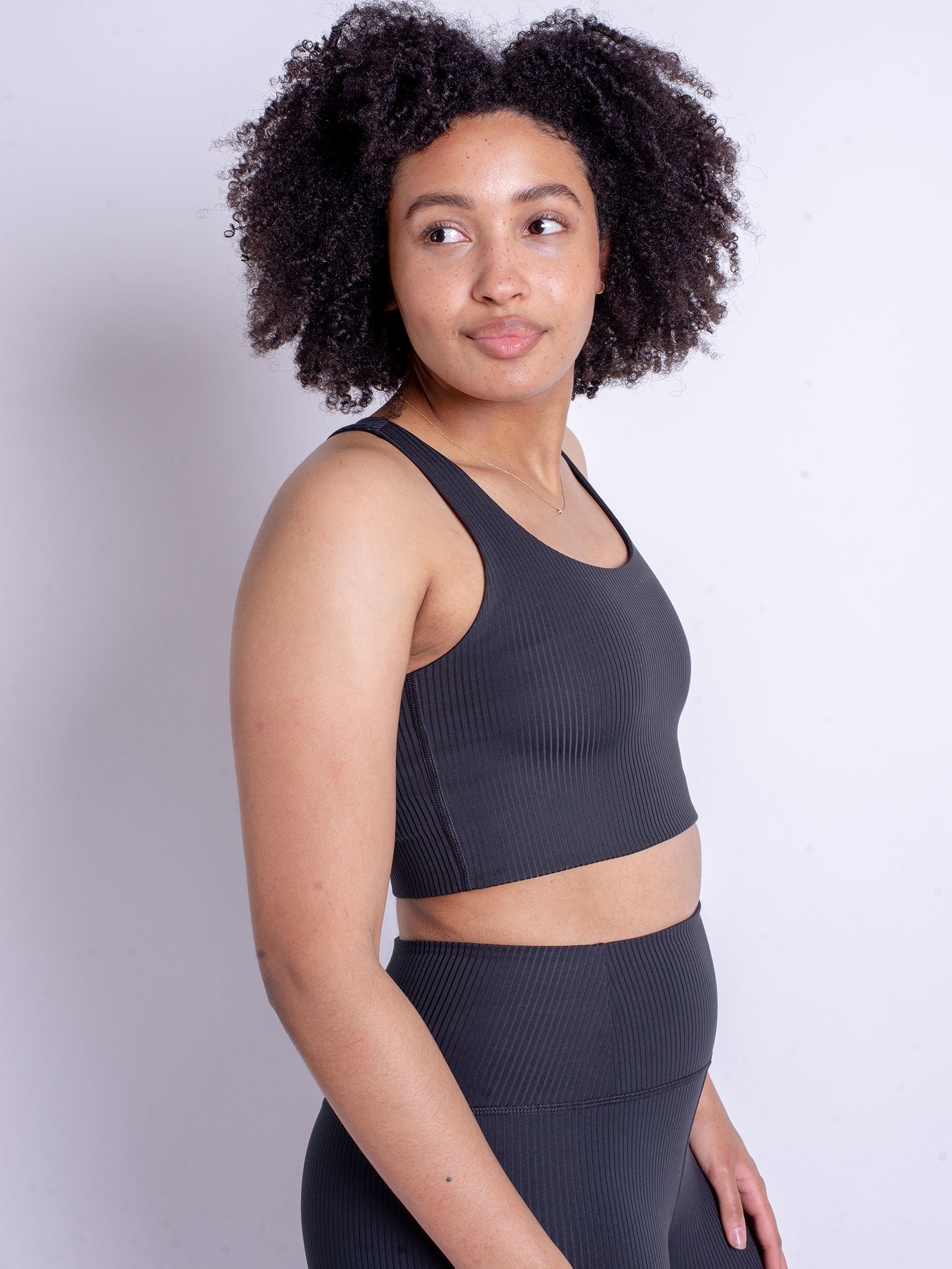 Girlfriend Collective Rib Paloma Bra - High Support Sports Bra for Women, Black | Perfect for Yoga, Running & Gym Workouts