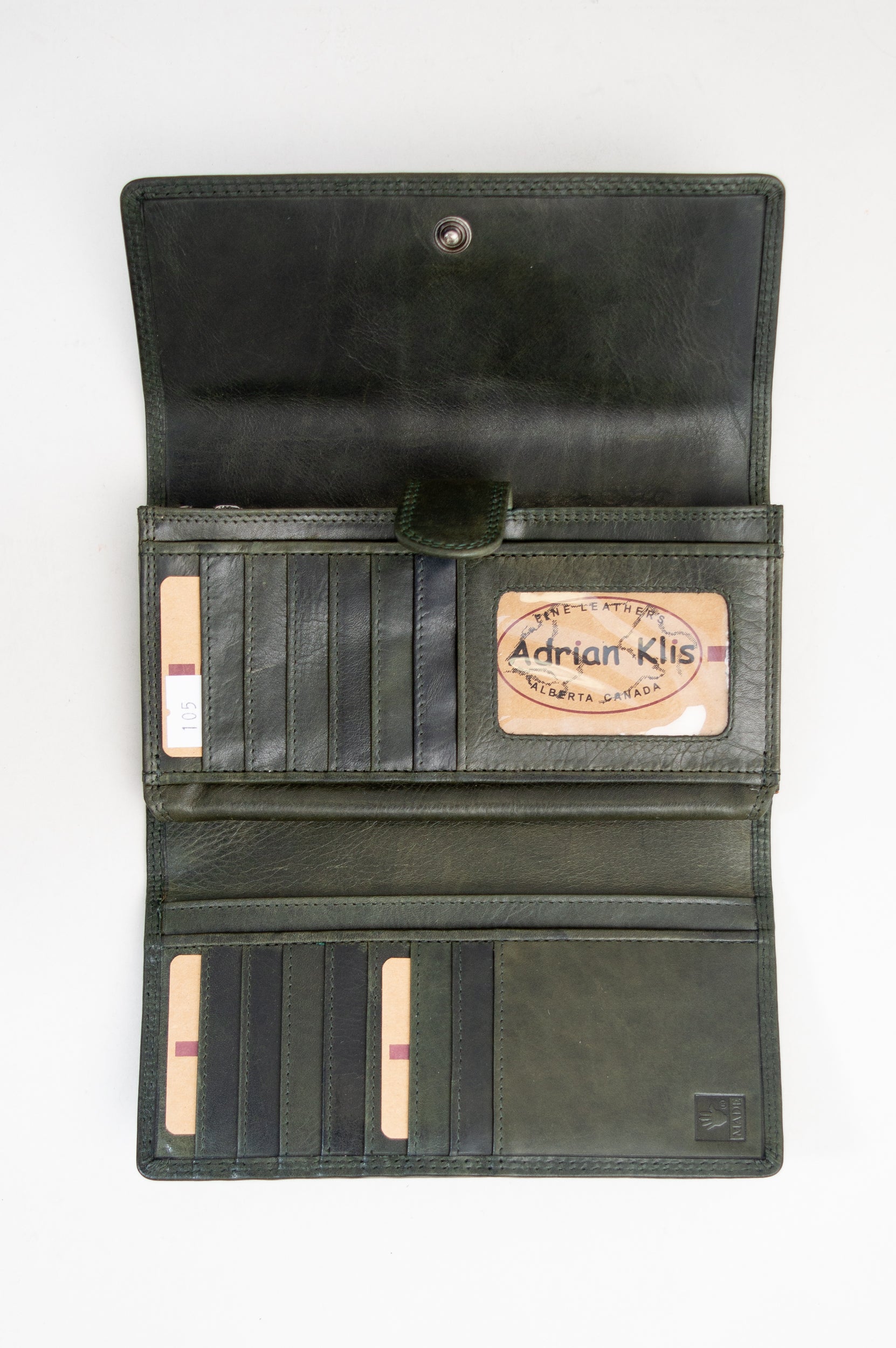 Adrian Klis 105 Genuine Leather Ladies Wallet for Women - Dark Green Slim Bifold Credit Card Holder - Perfect for Everyday Use, Travel & Gift Giving