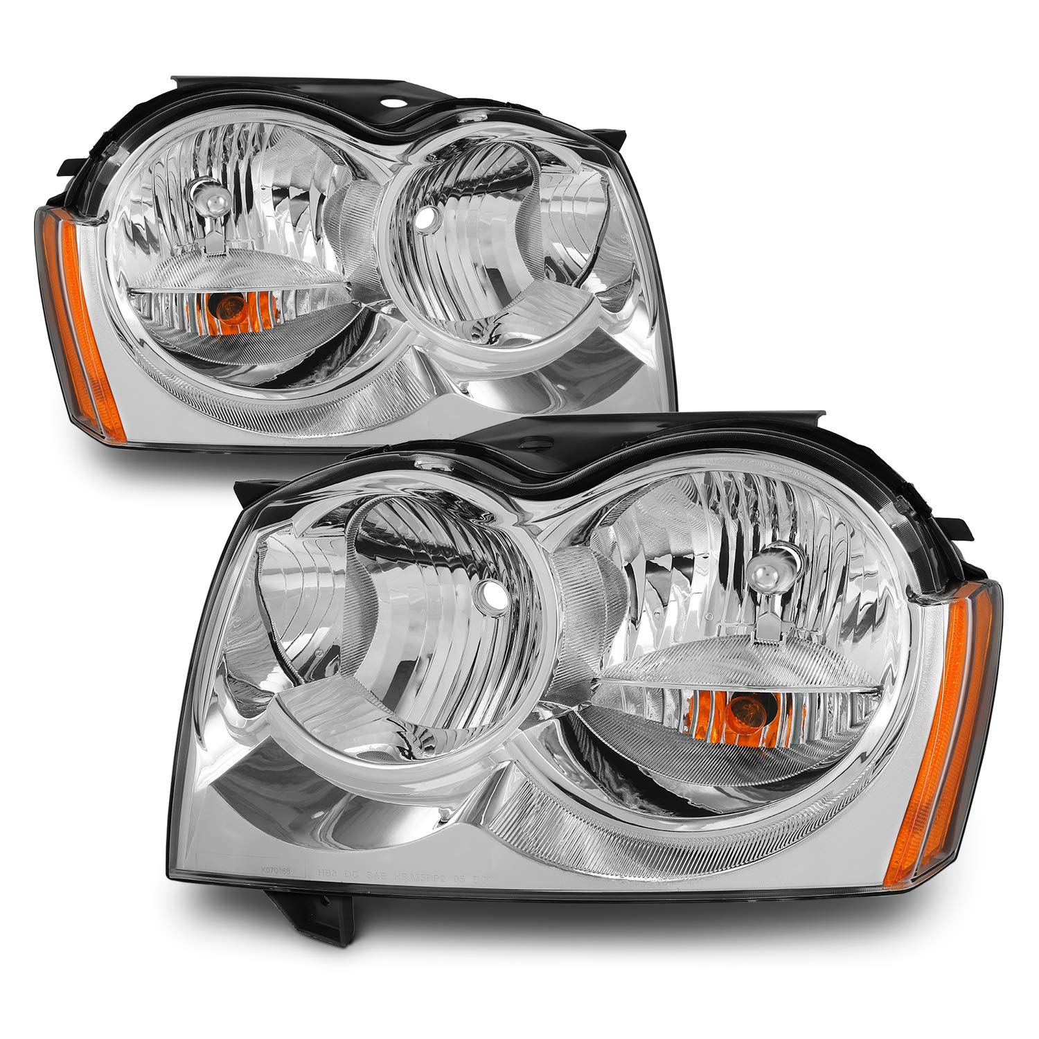 AKKON Replacement Headlights for Jeep Grand Cherokee - Chrome LED Head Lamps Pair (Driver & Passenger Side) | Durable & Bright Lighting for Night Driving, Off-Road Adventures & Daily Commutes