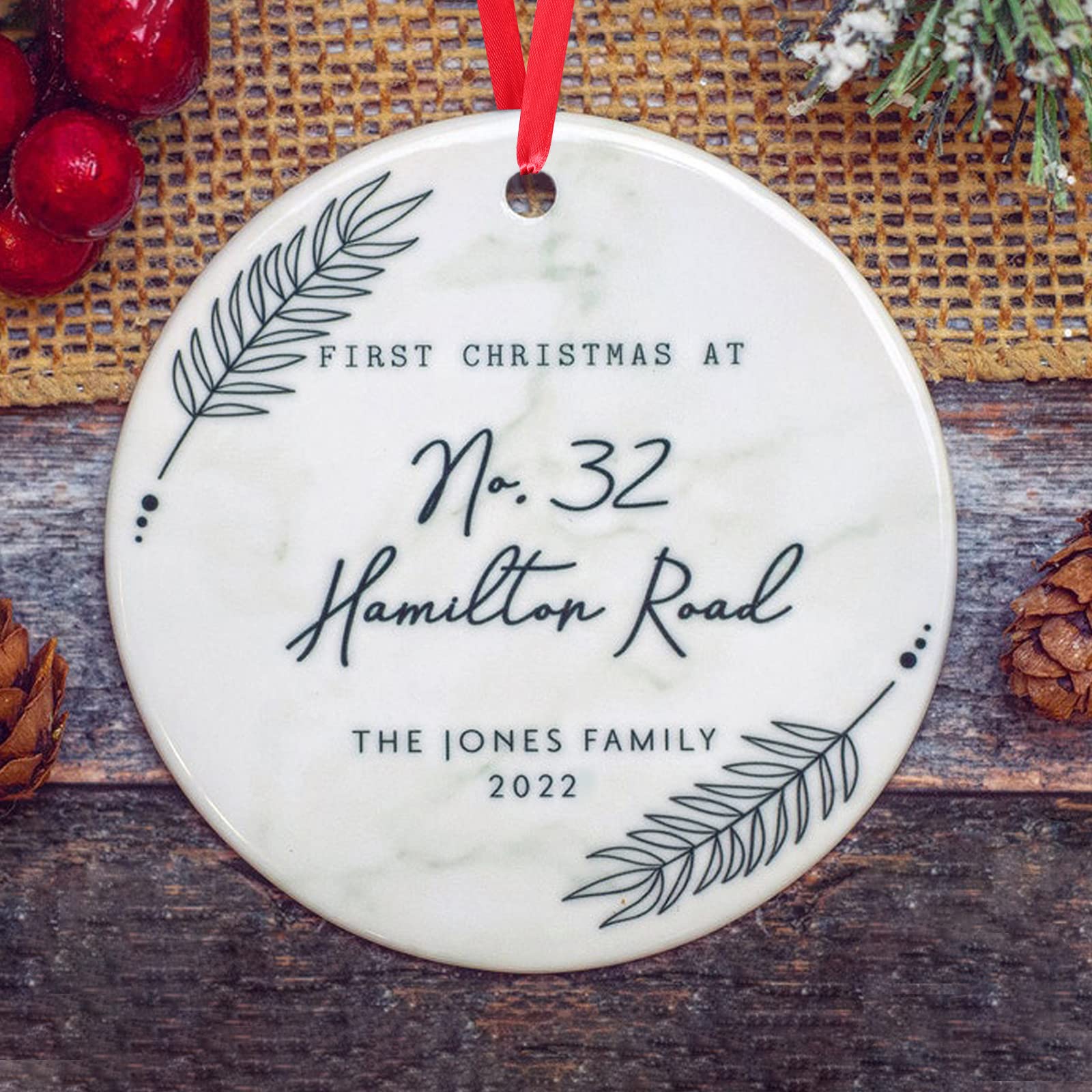 Personalized First Christmas New Home Ornament - Unique Housewarming Gift & Holiday Decoration for Homeowners - Perfect for Christmas Tree Decor, New Home Celebrations & Thoughtful Housewarming Presents