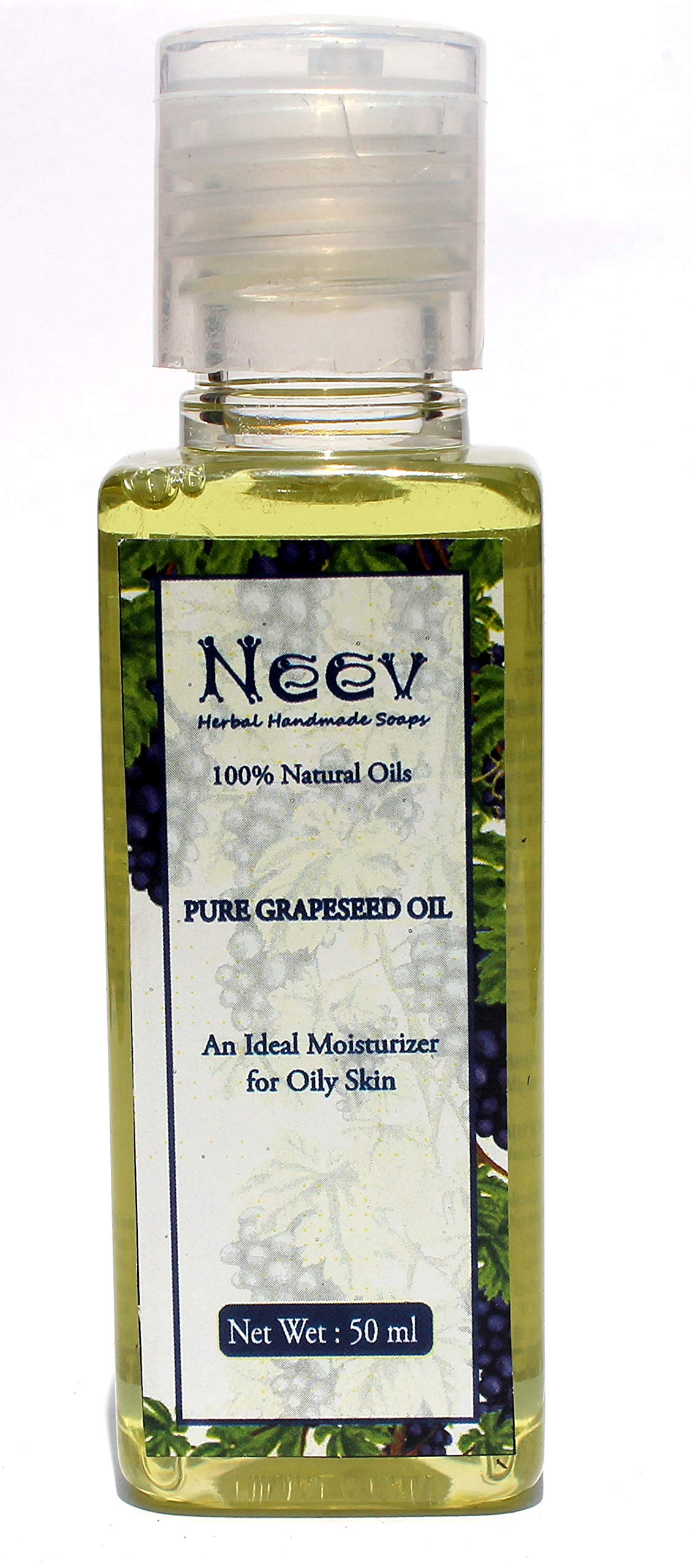 Pure Grapeseed Oil for Face - 50ml Natural Moisturizer for Oily & Acne-Prone Skin | Lightweight Hydration for Daily Skincare Routine & DIY Beauty Treatments