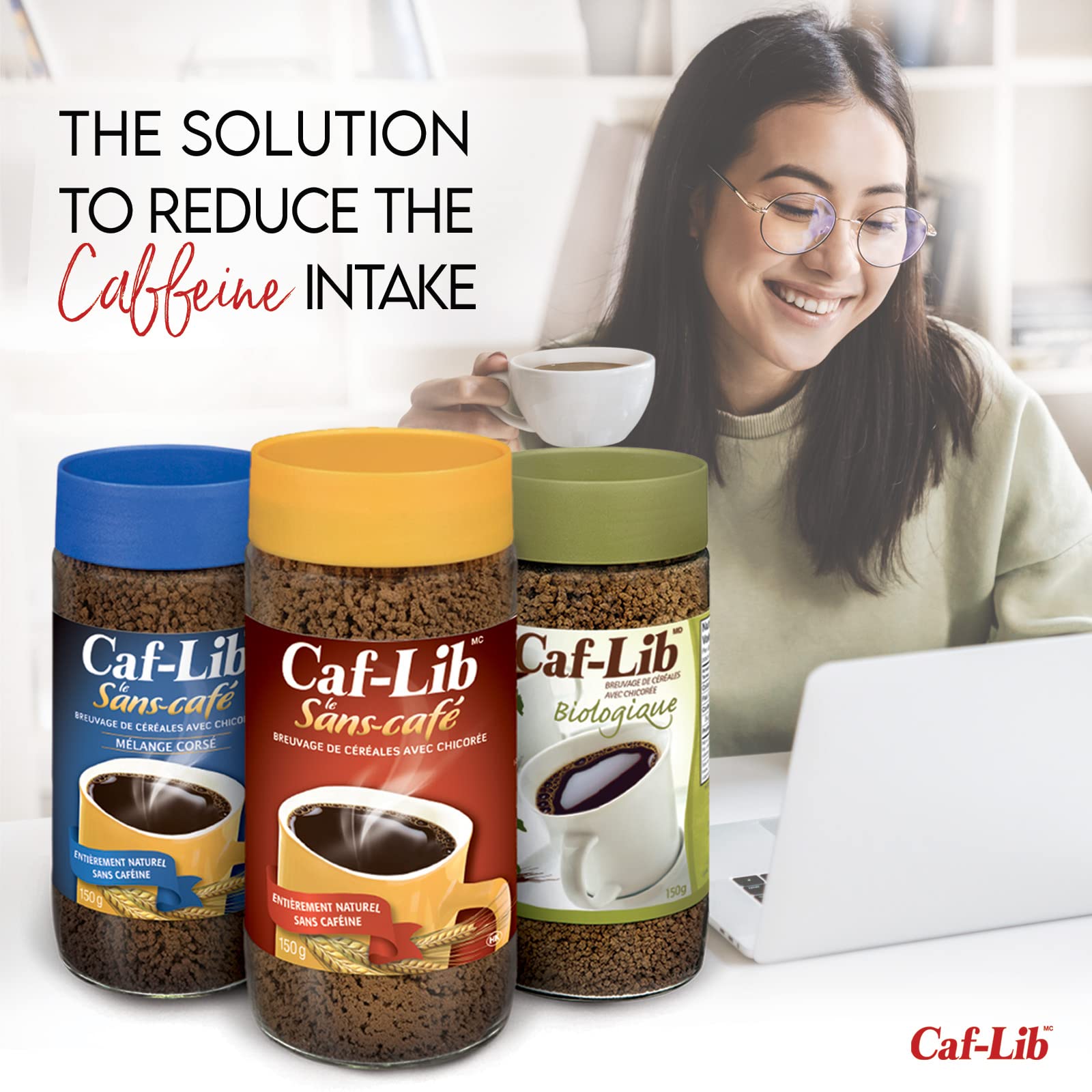 Organic Caf-Lib Coffee Substitute - 5.29 Oz | Caffeine-Free Herbal Beverage | Perfect for Morning Routine, Pregnancy & Healthy Lifestyle