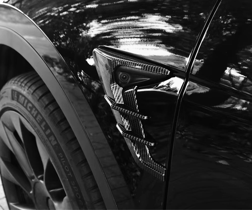 Gloss Black Carbon Fiber Shark Gill Side Marker Decals for Tesla Model 3 & Model Y - Premium Exterior Styling Upgrade for Sporty Look (2017-2023 Models) | Perfect for Car Enthusiasts & Customization Projects
