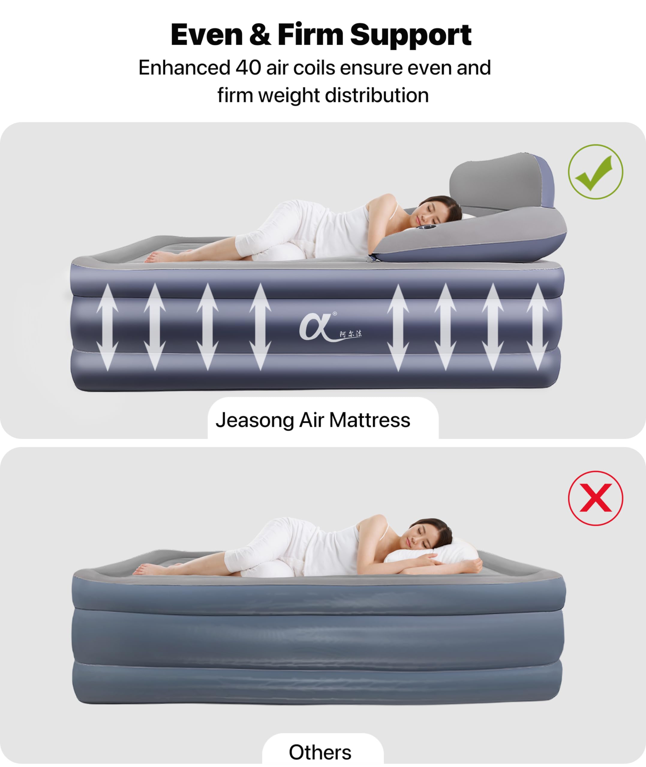 A-ER-FA Twin XL Air Mattress with Headboard - 3 Minute Quick Inflation, 20 Inch Height, Flocked Top - Perfect for Home, Guest Room, Travel & Camping - Comfortable Portable Bed for Indoor and Outdoor Use