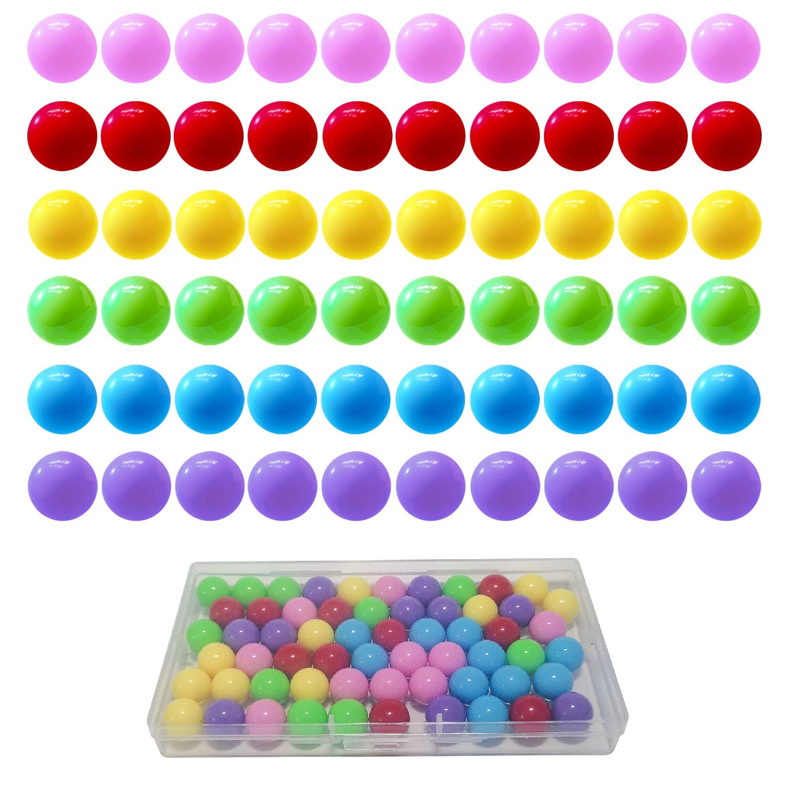 60 Pcs Chinese Checkers Marbles Set - 6 Vibrant Colors Replacement Game Balls with Storage Box | Perfect for Marble Run, Board Games, Kids Educational Toys & Family Game Night Activities