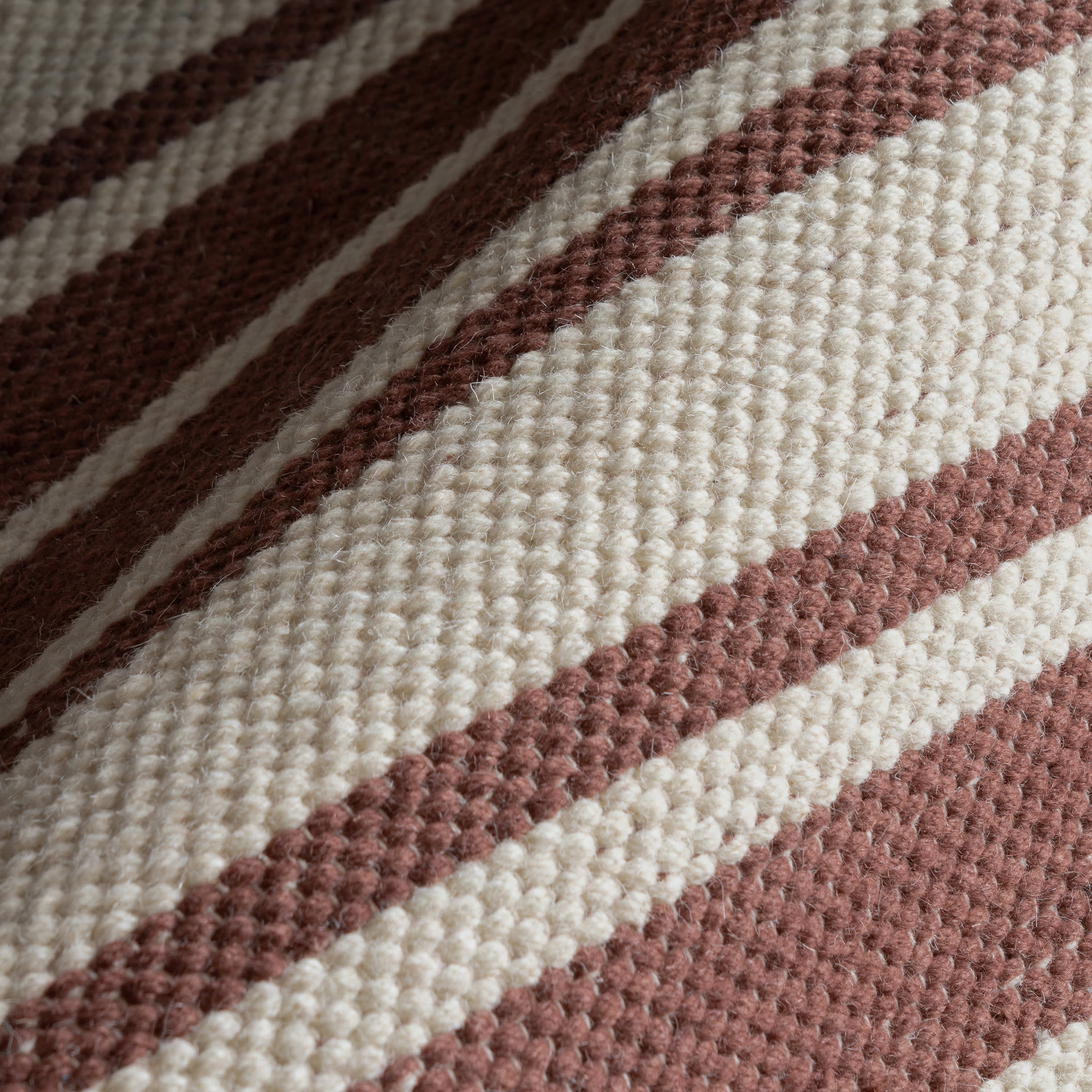 Bowery Striped Wool Rug in Brick Red - Soft & Durable Handmade Area Rug for Living Room, Bedroom, or Office Decor