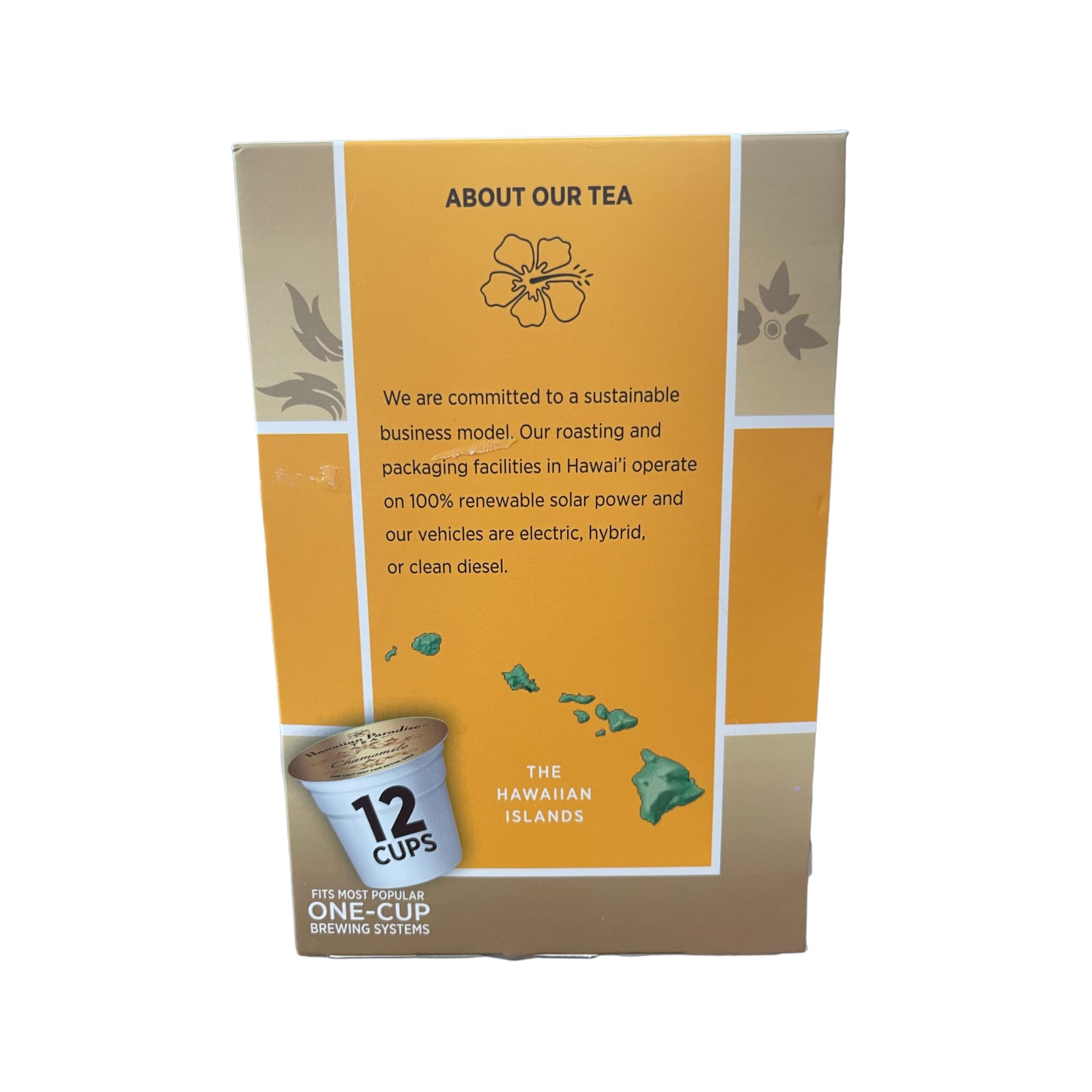 Hawaiian Paradise Chamomile Tea K-Cups - 12 Count Single Serve Pods | Sustainably Grown in USA | Compatible with Keurig Brewers | Perfect for Relaxation, Office & Home Use