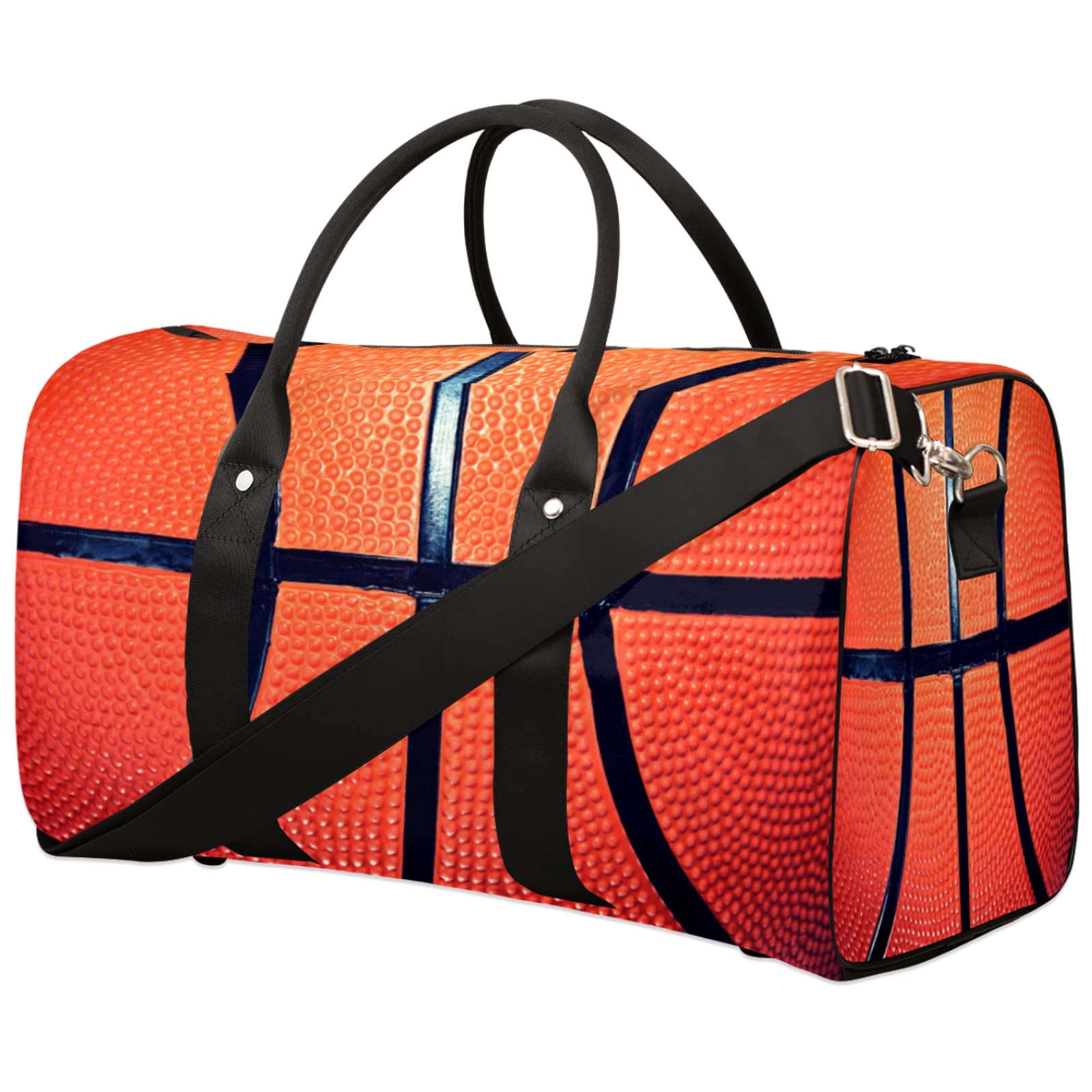 Basketball Duffel Bag - Waterproof Sports Gym Bag with Basketball Texture for Travel, Gym & Weekends - Durable Carry On Overnight Bag for Men & Women - Perfect for Basketball Practice, Gym Workouts & Weekend Getaways