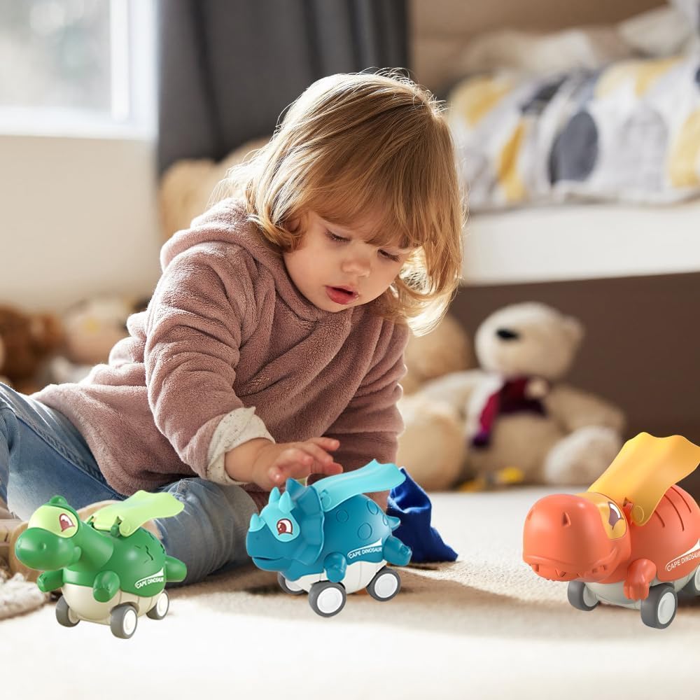 LCenno Push and Go Baby Car Toys for 1-6 Year Old Boys - Dinosaur Themed Toddler Toys for 1st Birthday Gifts & Kids' Playtime | Perfect for Early Learning, Indoor Play & Travel Entertainment