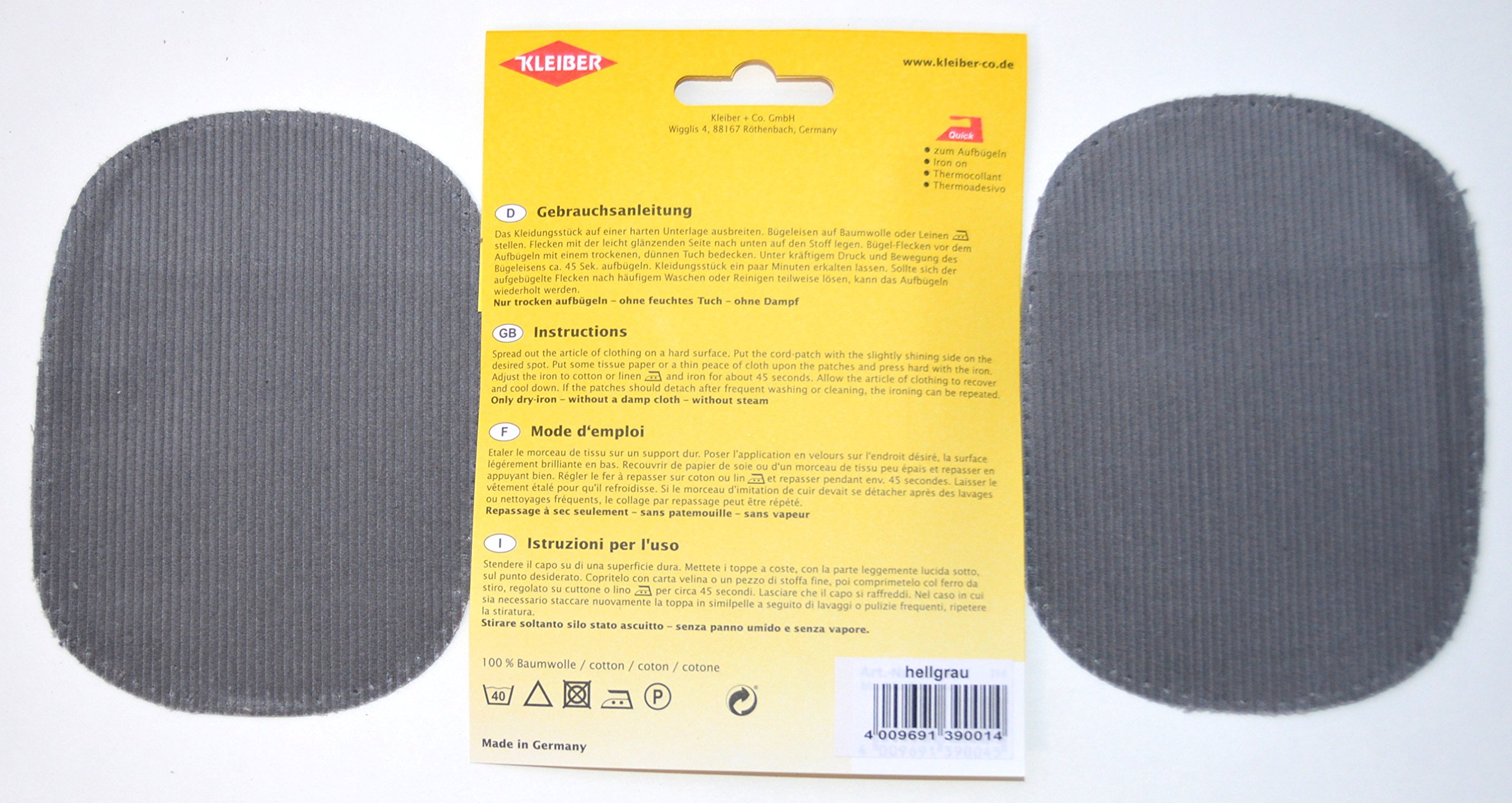 Premium Iron-on or Sew-on Elbow & Knee Patches (Grey, 2-Pack) - Durable Fabric Reinforcement for Kids' Clothes, Workwear & DIY Crafts