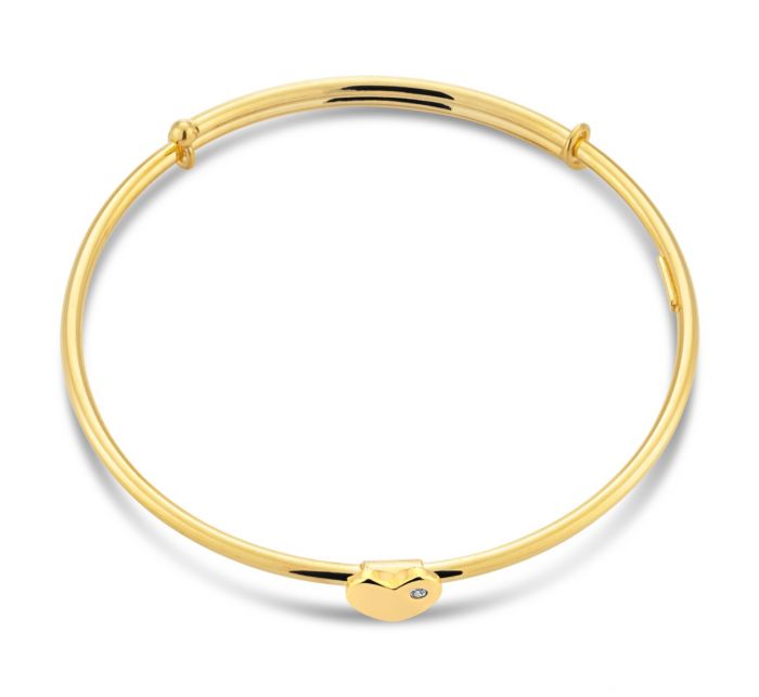 9ct Silver Filled Heart Charm Baby Bangle - Dainty Adjustable Bracelet for Newborns & Infants - Perfect for Christening, Baby Shower Gifts & First Birthday