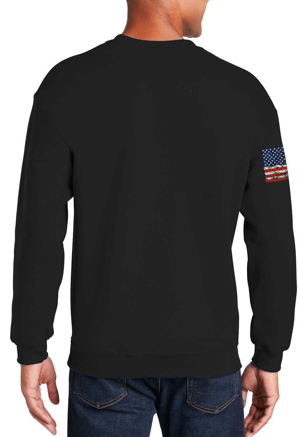 Shop4ever® USA Flag Vertical Design Crewneck Sweatshirt with Patriotic Sleeve - Perfect for 4th of July, Veterans Day & American Pride Events