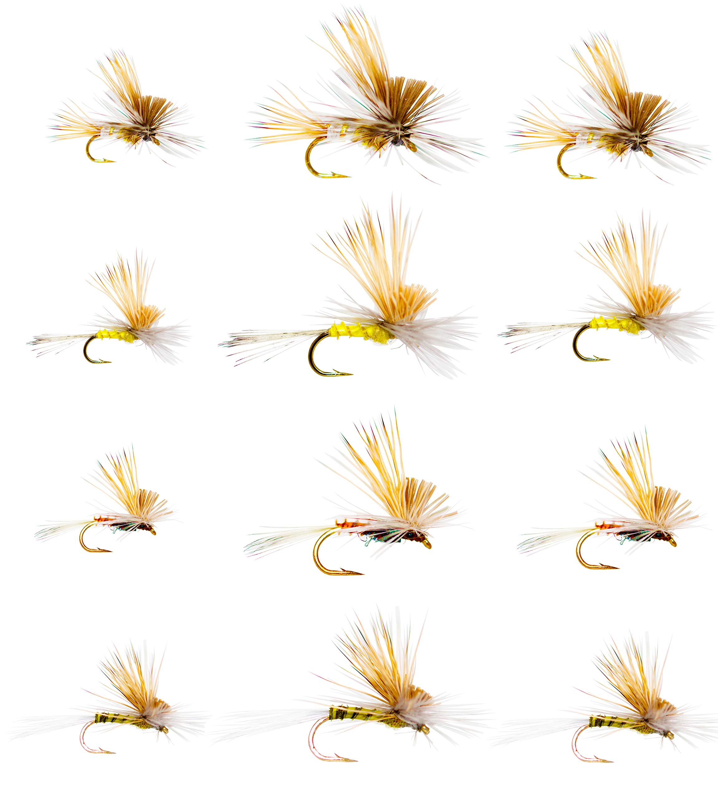 Outdoor Planet 12 Guide's Choice Fly Fishing Flies Assortment: Hare's Ear, BH Soft Hackle, Pheasant Tail, Tilt Wing Dun, Kingrey's Better Foam Caddis, Nymph & Dry Flies for Trout – Perfect for Freshwater Streams and Rivers