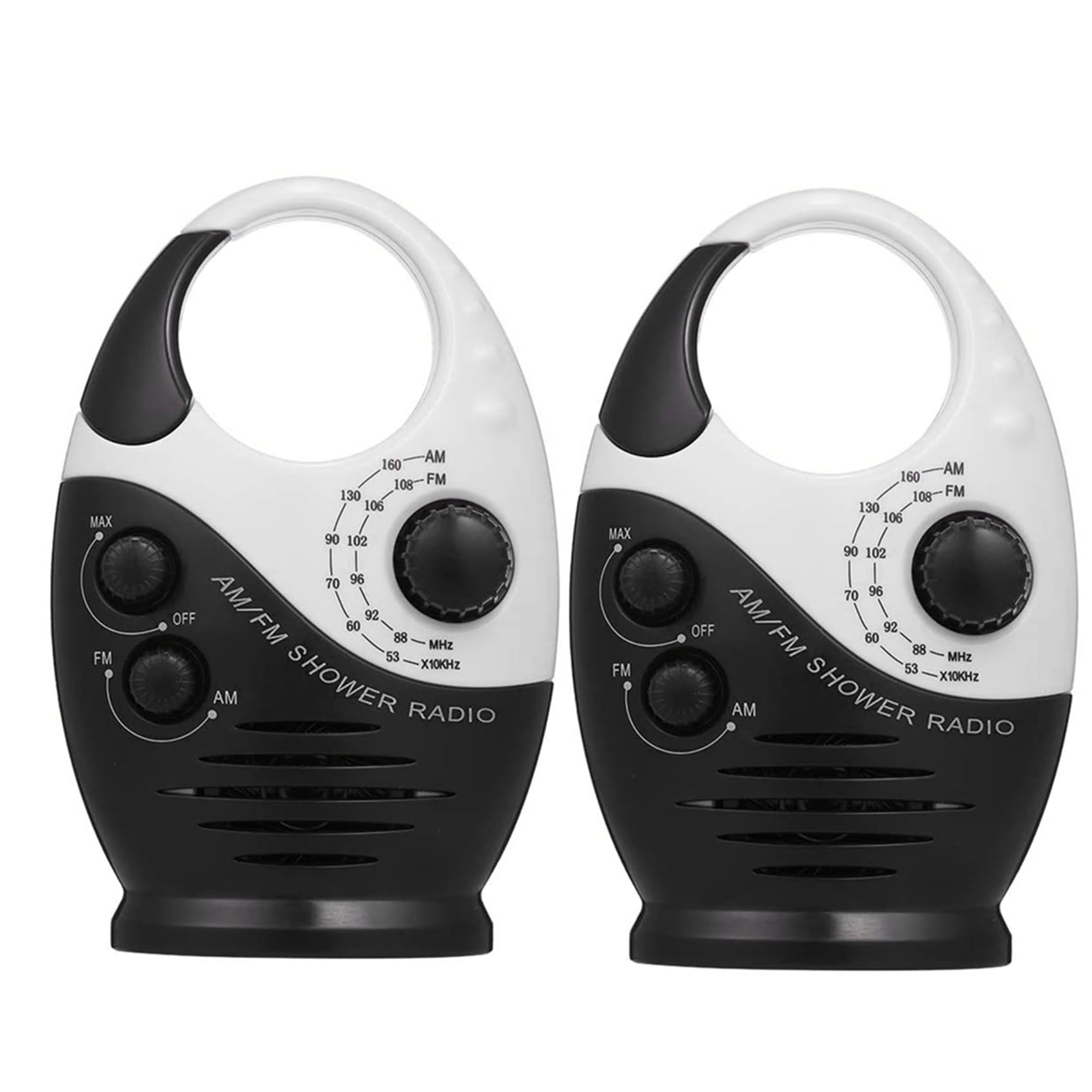 BLASHRD 2X AM/FM Waterproof Shower Radio with Built-in Speaker - Portable Mini Bathroom Radio for Music & News - Perfect for Showers, Bathrooms, Poolside & Outdoor Use