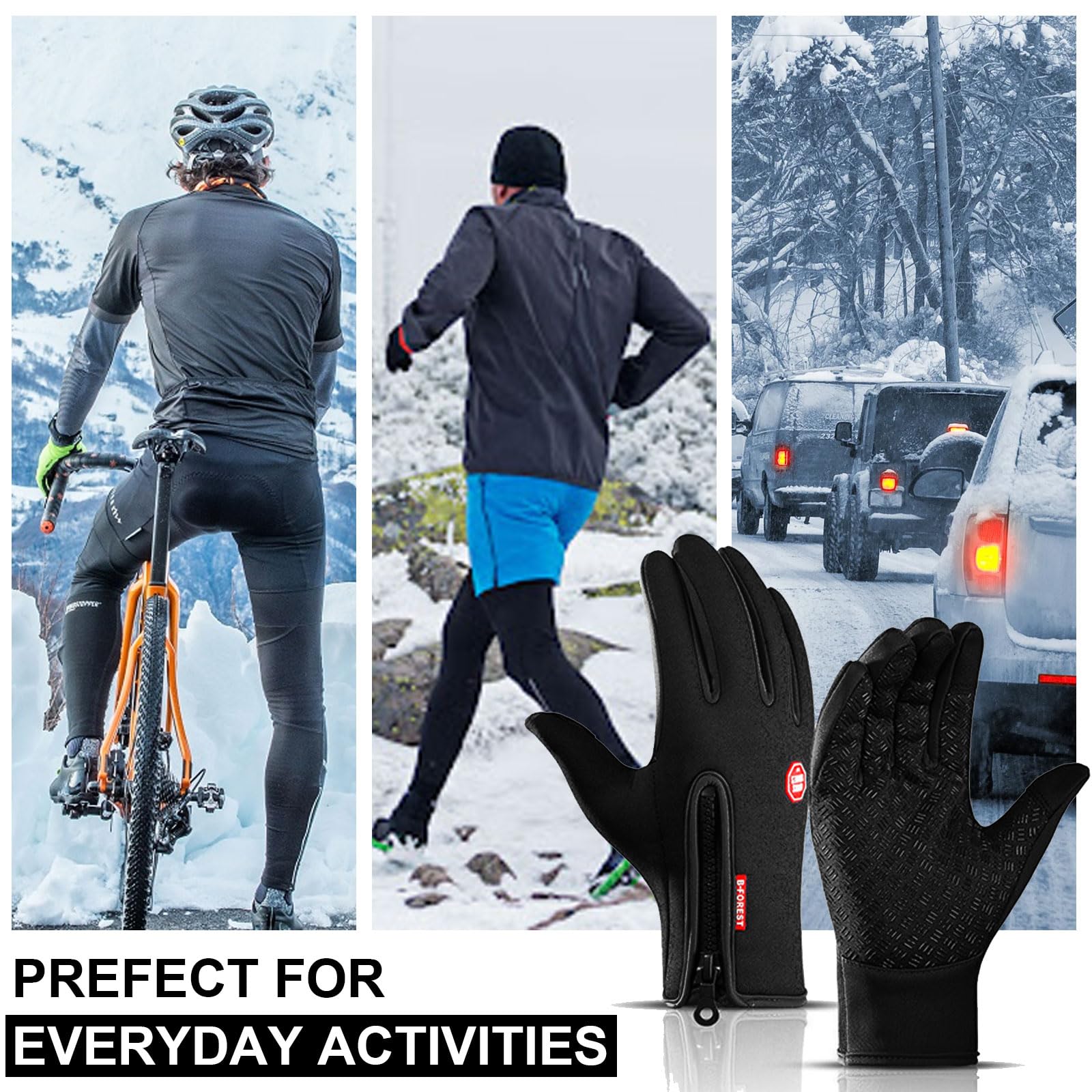 Winter Gloves for Men & Women - Anti-Slip Touchscreen, Windproof & Thermal Cycling Gloves for Cold Weather - Perfect for Walking, Riding, Driving & Outdoor Activities