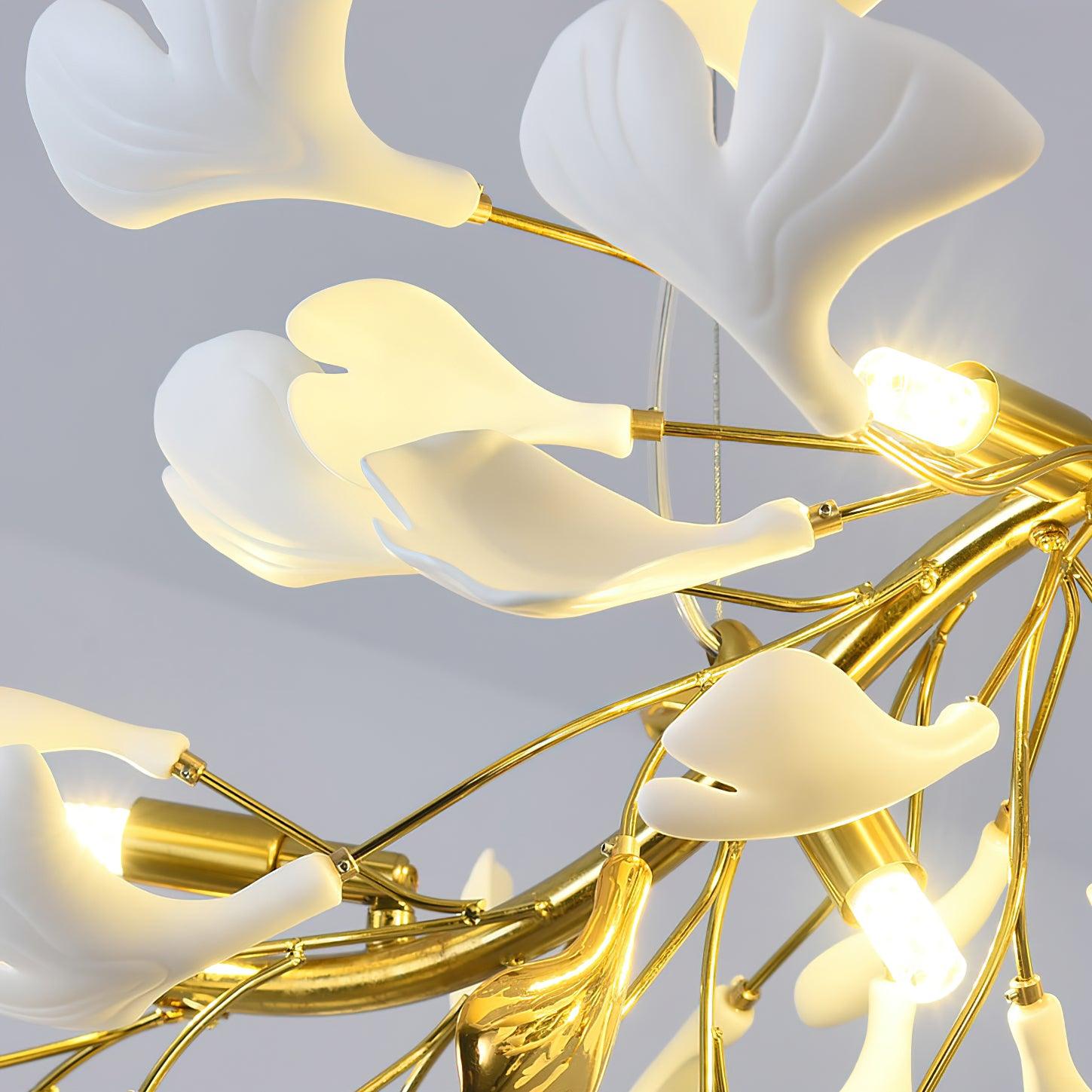 Elegant Ginkgo Leaf Chandelier - Modern Gold Ceiling Light Fixture for Dining Room, Living Room & Bedroom | Perfect for Home Decor, Wedding Venues & Luxury Spaces