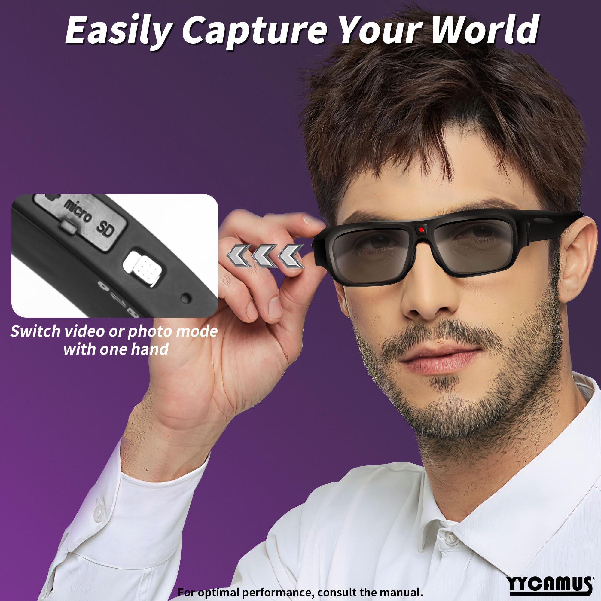 4K Camera Glasses - HD Smart Sunglasses with Built-in Camera, UV Protection Sunglasses for Outdoor Activities, Travel, Sports & Action Videos | Perfect for Vlogging, Cycling, Hiking & Adventure Recording