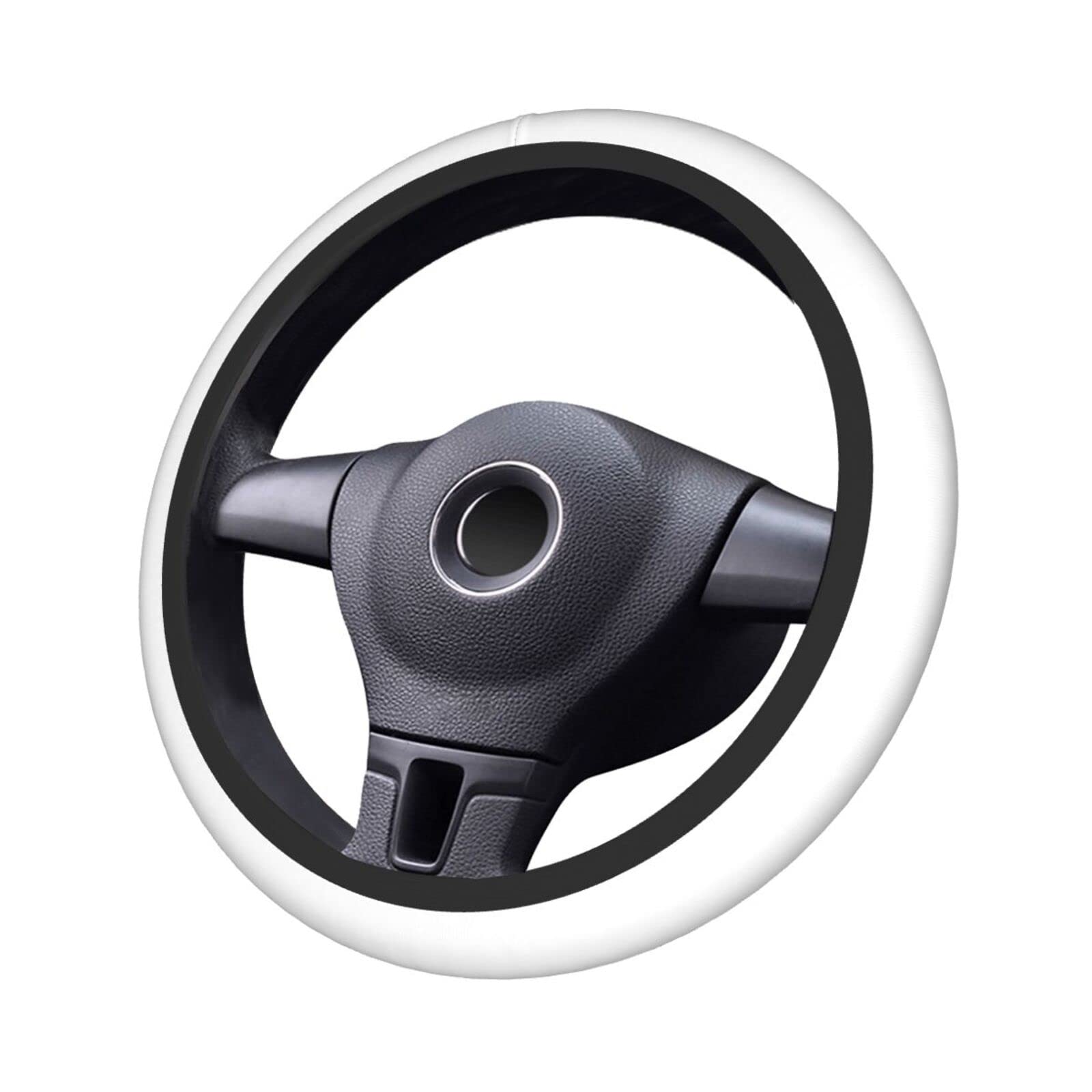 Custom Personalized White Car Steering Wheel Cover - Add Your Name & Image - Breathable & Durable Wheel Protector - All-Season Comfort (Winter Warmth & Summer Cool) - Perfect for Daily Commute, Road Trips & Gift Giving