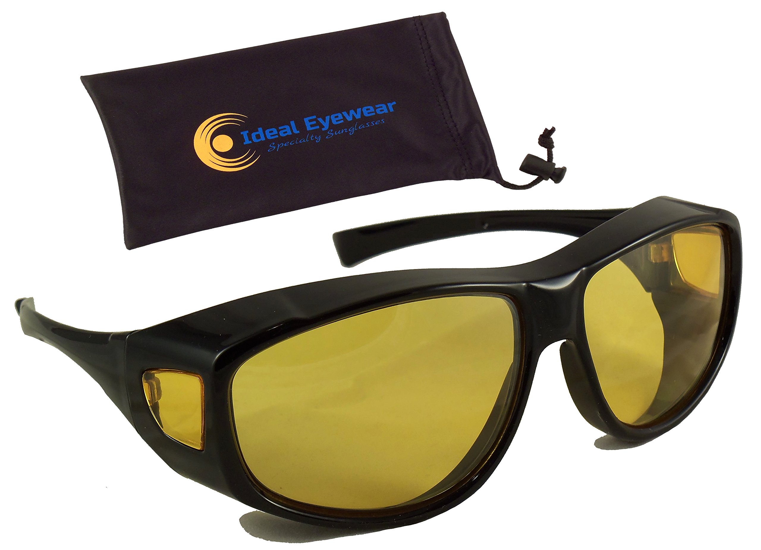 Night Driving Glasses with Yellow Lens - Anti-Glare Fit Over Eyeglasses for Safe Night Vision | Perfect for Commuting, Road Trips & Low Light Conditions