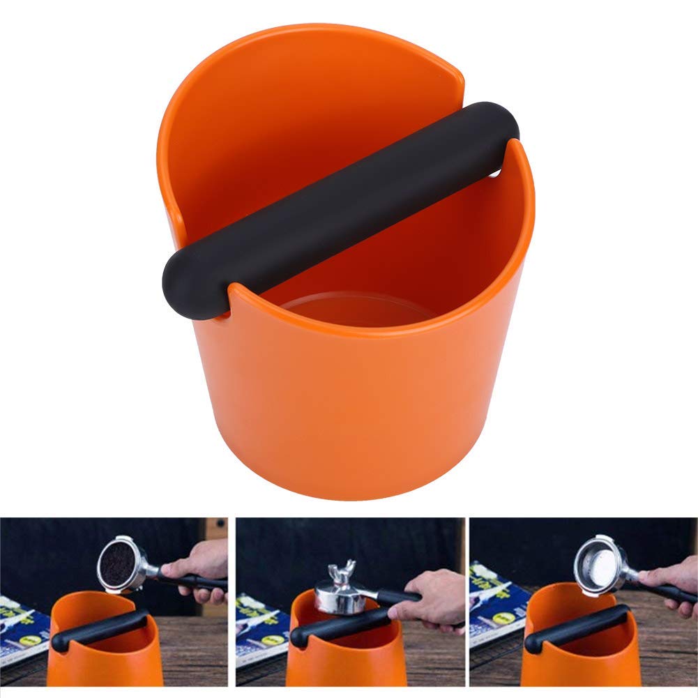 Portable ABS Coffee Knock Box with Non-Slip Base - Durable Coffee Grounds Bin for Home & Coffee Shops - Perfect for Espresso Machines & Barista Workstations (Orange)