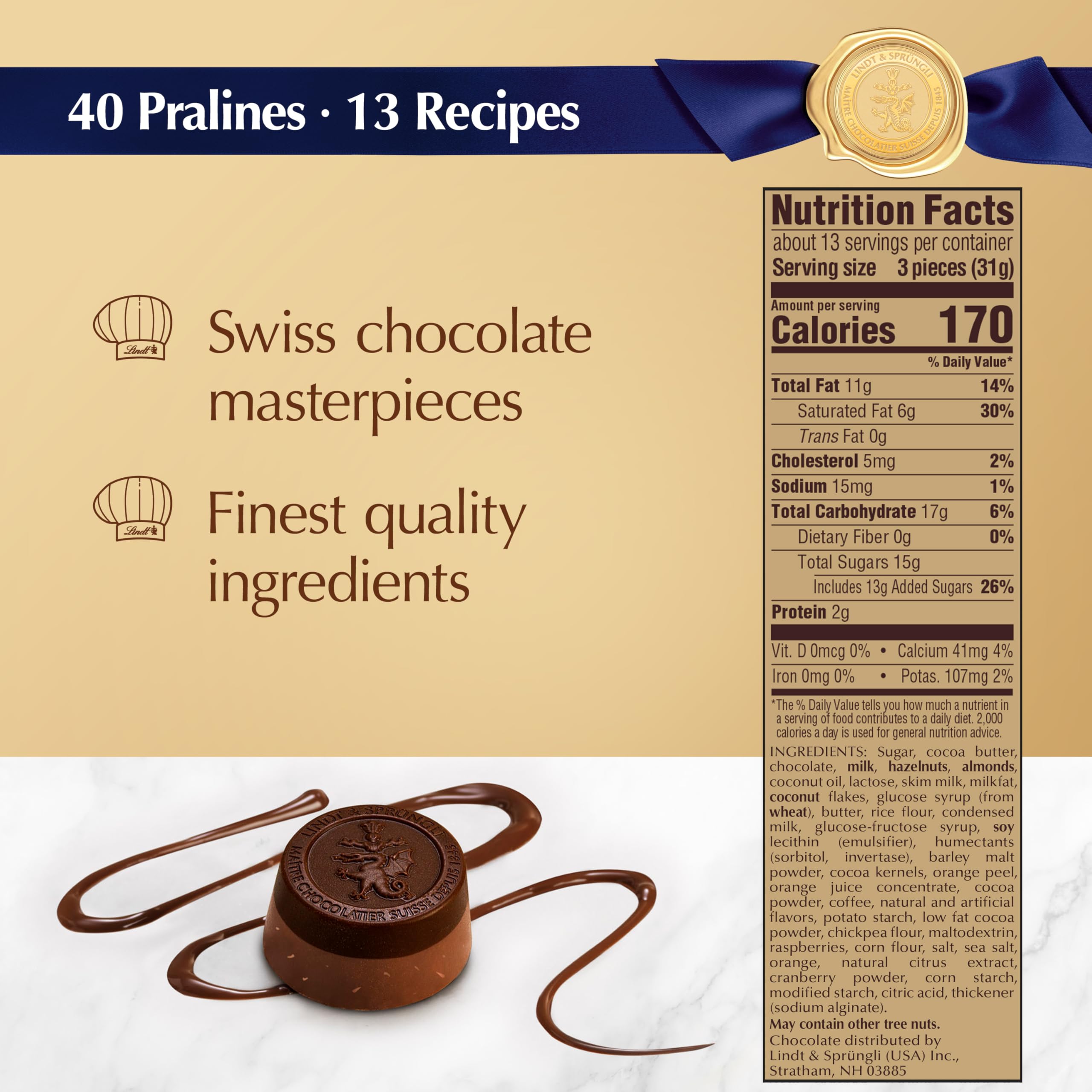 Lindt Swiss Luxury Assorted Chocolates Gift Box - Premium 14.6oz Chocolate Collection for Holidays, Birthdays & Corporate Gifting | Perfect Valentine's Day, Anniversary & Thank You Present