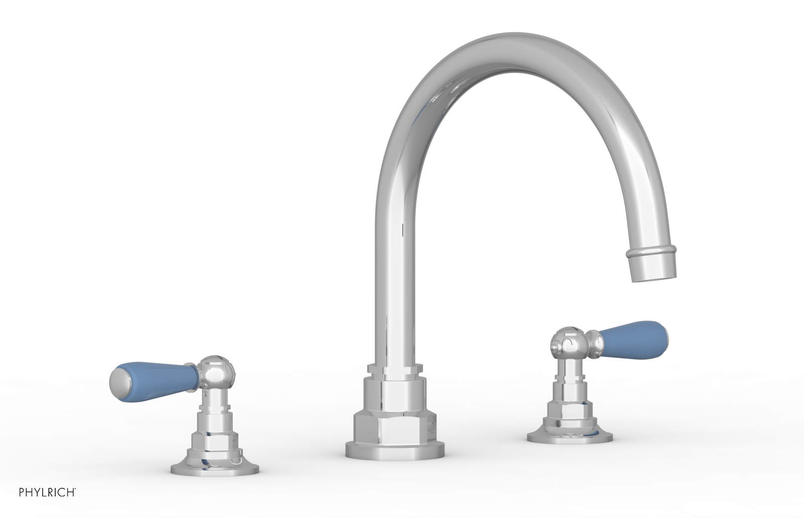 Jamestown Deck Tub Set with Lever Handles - Light Blue Accented Bathroom Fixtures for Outdoor & Indoor Use - 165.41