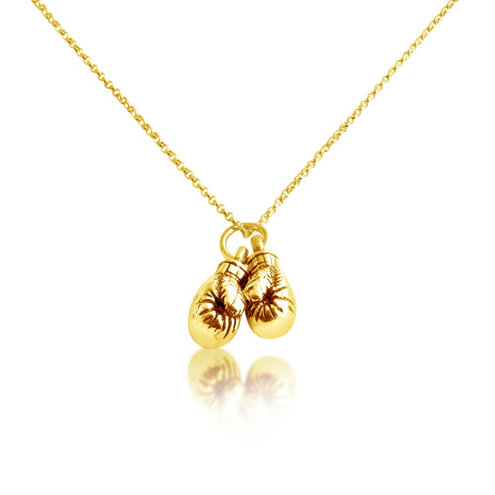 3D Boxing Gloves Pendant Necklace - Gold Plated Silver Chain for Men & Women | Perfect Gift for Boxing Fans, Athletes & Fitness Enthusiasts | Gym, Workout & Sports Jewelry
