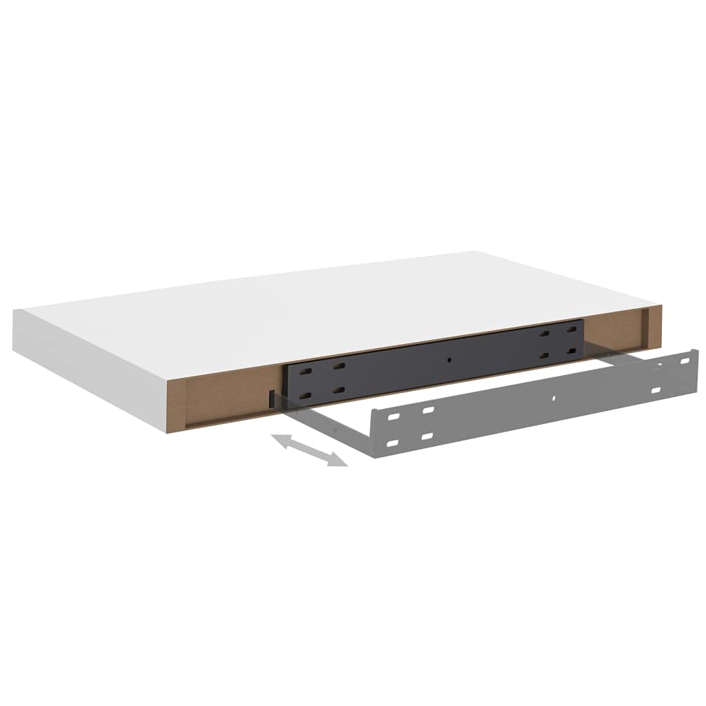 Modern Floating Wall Shelves Set of 2 - White MDF Ledge Shelf 19.7
