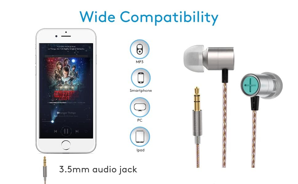 Astrotec Vesna IEM Wired In-Ear Monitor Headphones with LCP Diaphragm, Noise Cancelling Earbuds, 3.5mm Jack - Perfect for Gaming, Music, Sports, Cycling & Office Work (Silver, No Mic)