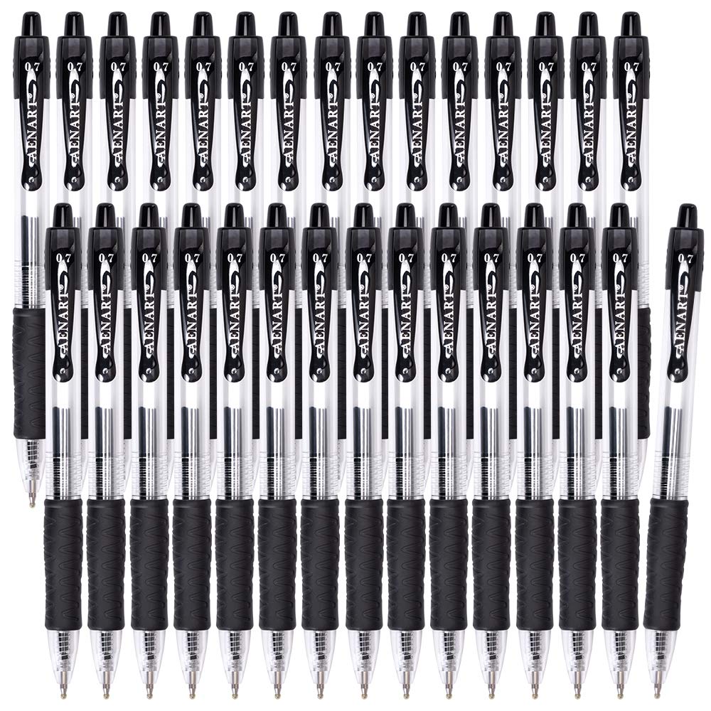 30 Pack Black Gel Pens Fine Point 0.7mm - Retractable Smooth Writing Gel Ink Rollerball Pens for School, Office & Journaling - Back to School Supplies & Note Taking Essentials