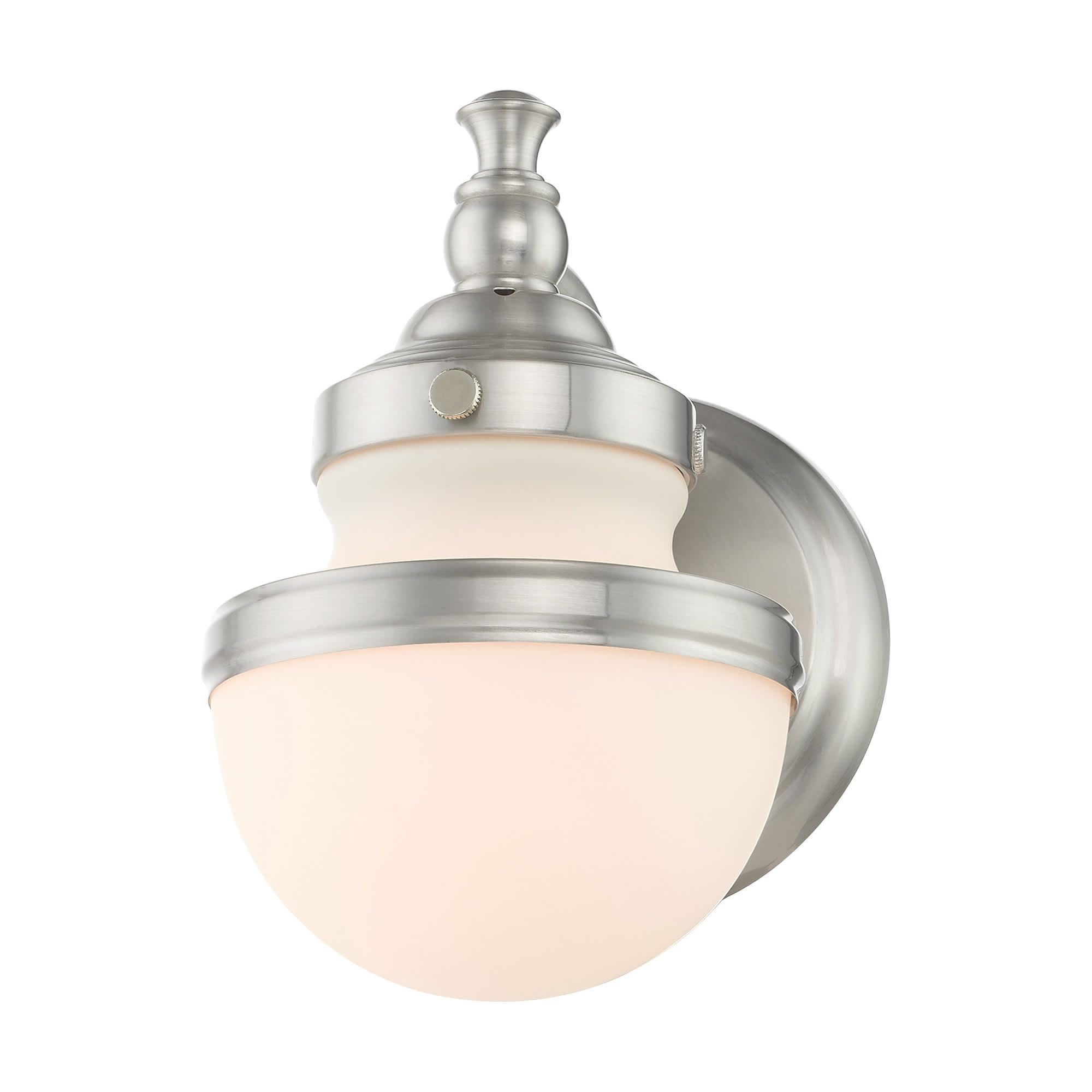 Livex 5711-05 Polished Chrome One Light Bathroom Vanity Light - Oldwick Collection Transitional Style Fixture for Bathroom, Powder Room & Dressing Area