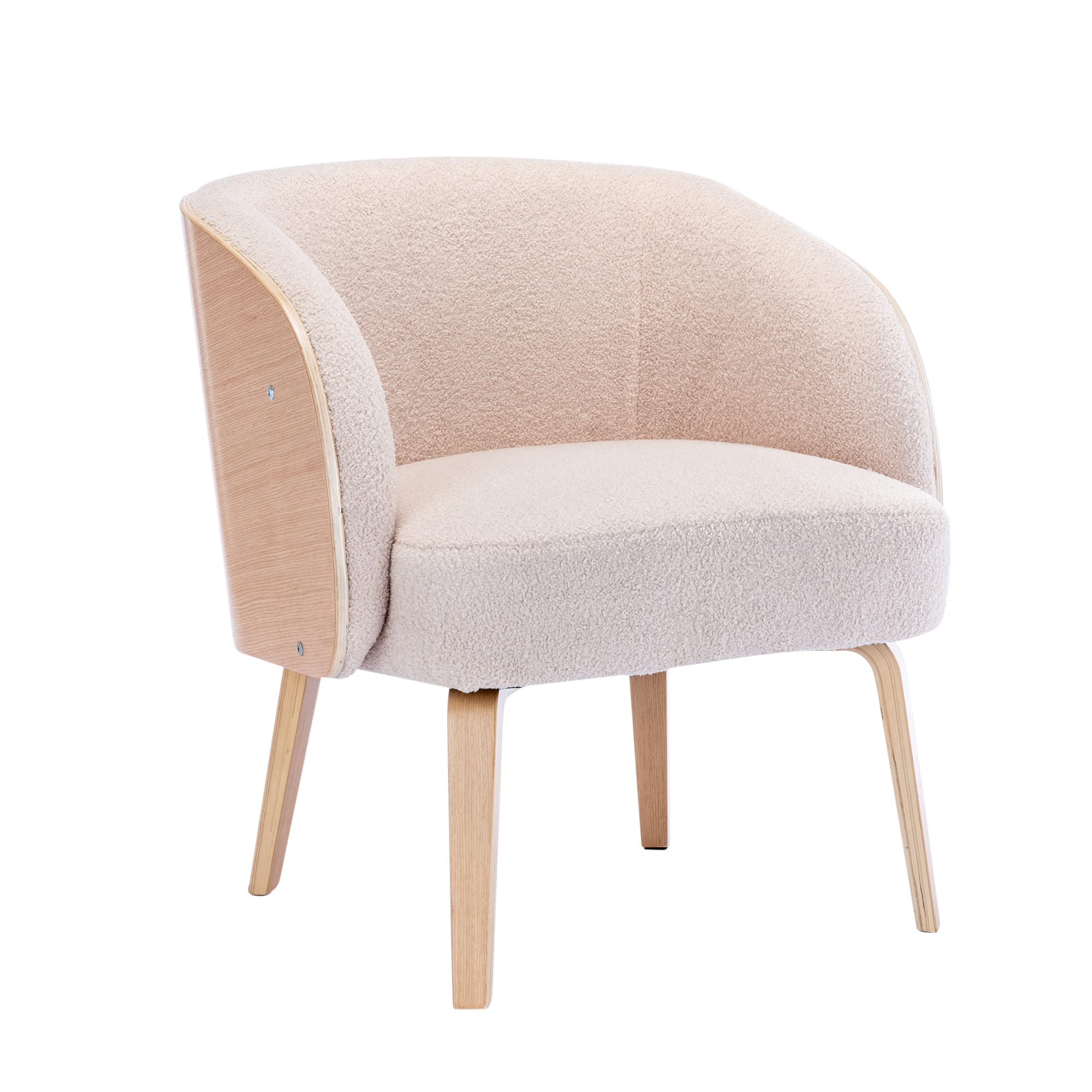 Hengming Lamb-Hair Accent Chair - Upholstered Living Room Chair, Bedroom Chair, Bentwood Sofa Chair in Pink - Perfect for Cozy Reading Nooks, Lounge Areas & Home Decor