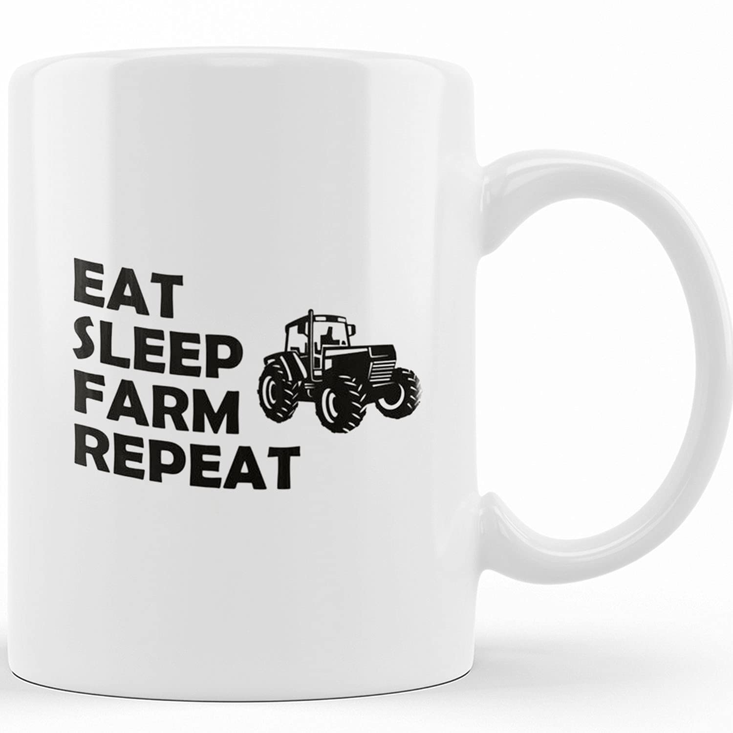 Personalized 'Eat Sleep Farm Repeat' Funny Coffee Mug - 11oz & 15oz Ceramic Novelty Tea Cup - Perfect Gift for Farmers, Birthday, Christmas & Thanksgiving - Ideal for Farmhouse Kitchens, Country Living & Coffee Lovers