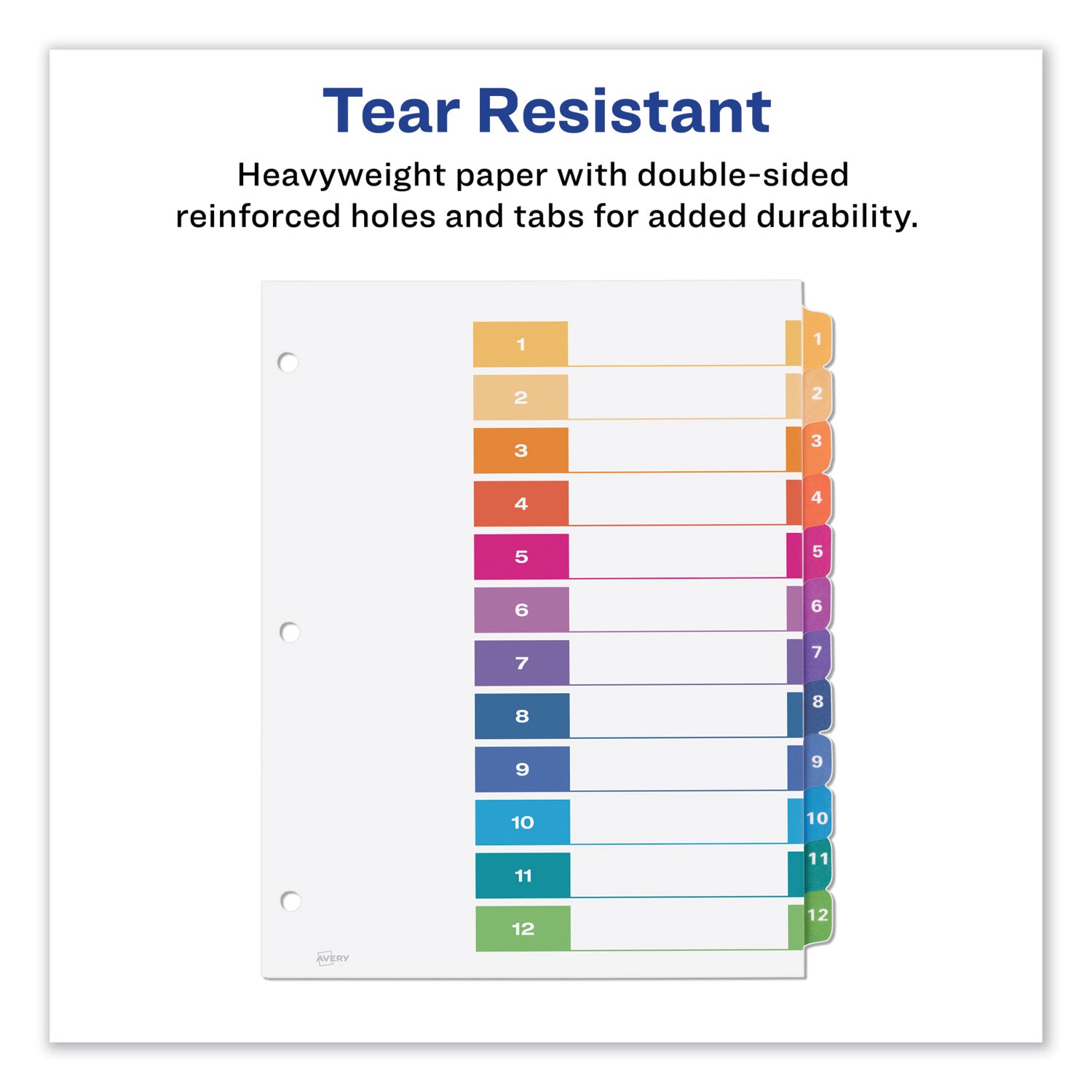 Avery Customizable TOC Ready Index Multicolor Tab Dividers - 12 Tabs (1-12), 11