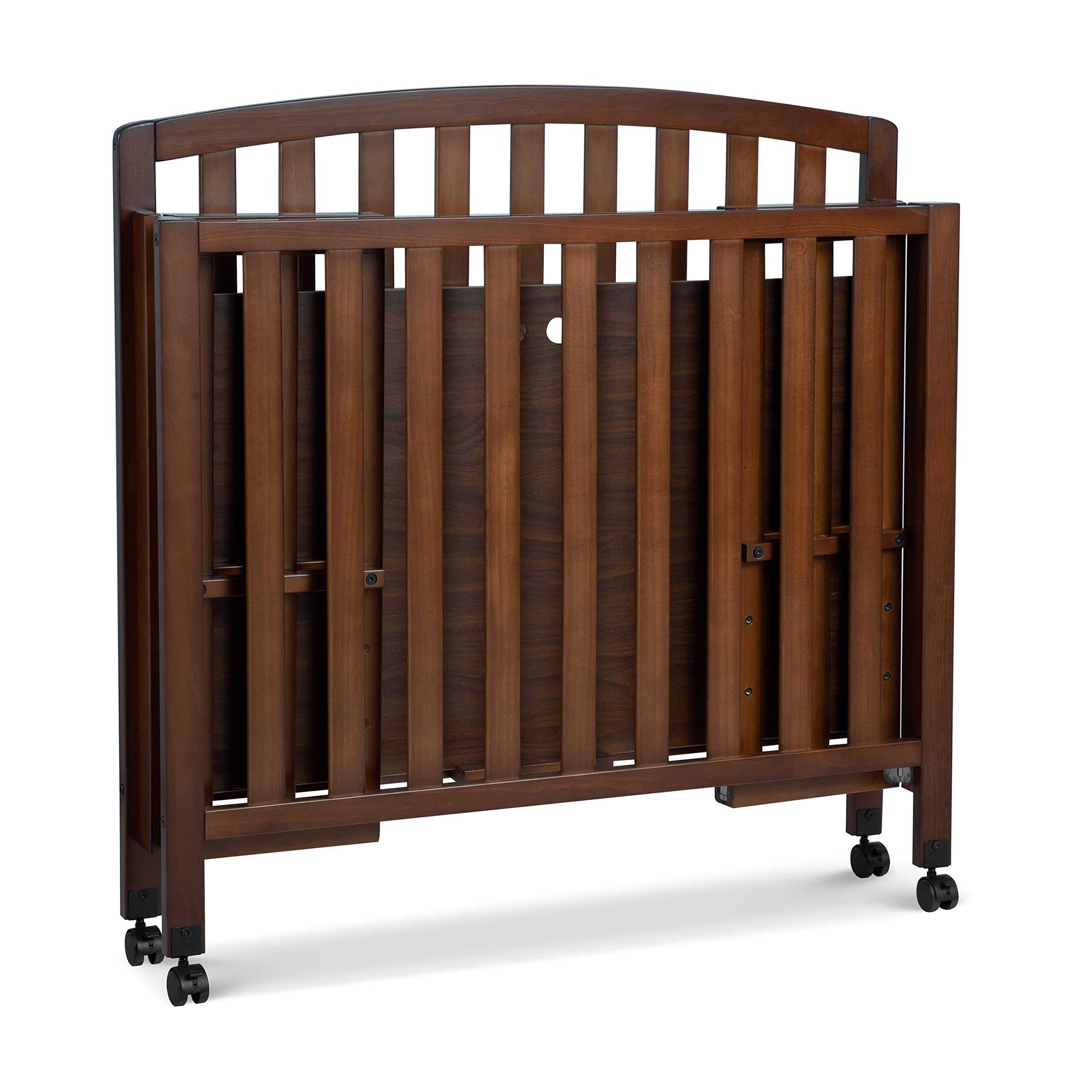 DaVinci Dylan 3-in-1 Portable Baby Crib with Wheels - Convertible Toddler Bed & Daybed - GREENGUARD Gold Certified Safe Nursery Furniture - 4 Adjustable Mattress Heights - Compact Design for Small Spaces - Easy Assembly - Espresso Finish - Ideal for Nursery, Bedroom, or Travel Use