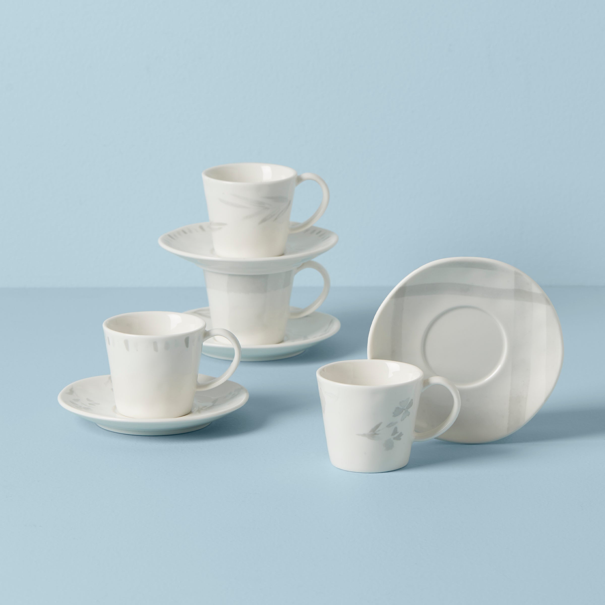 Premium Oyster Bay 8-Piece Espresso Cup and Saucer Set - Porcelain Coffee Cups with Elegant Design for Home, Cafe, and Restaurant Use