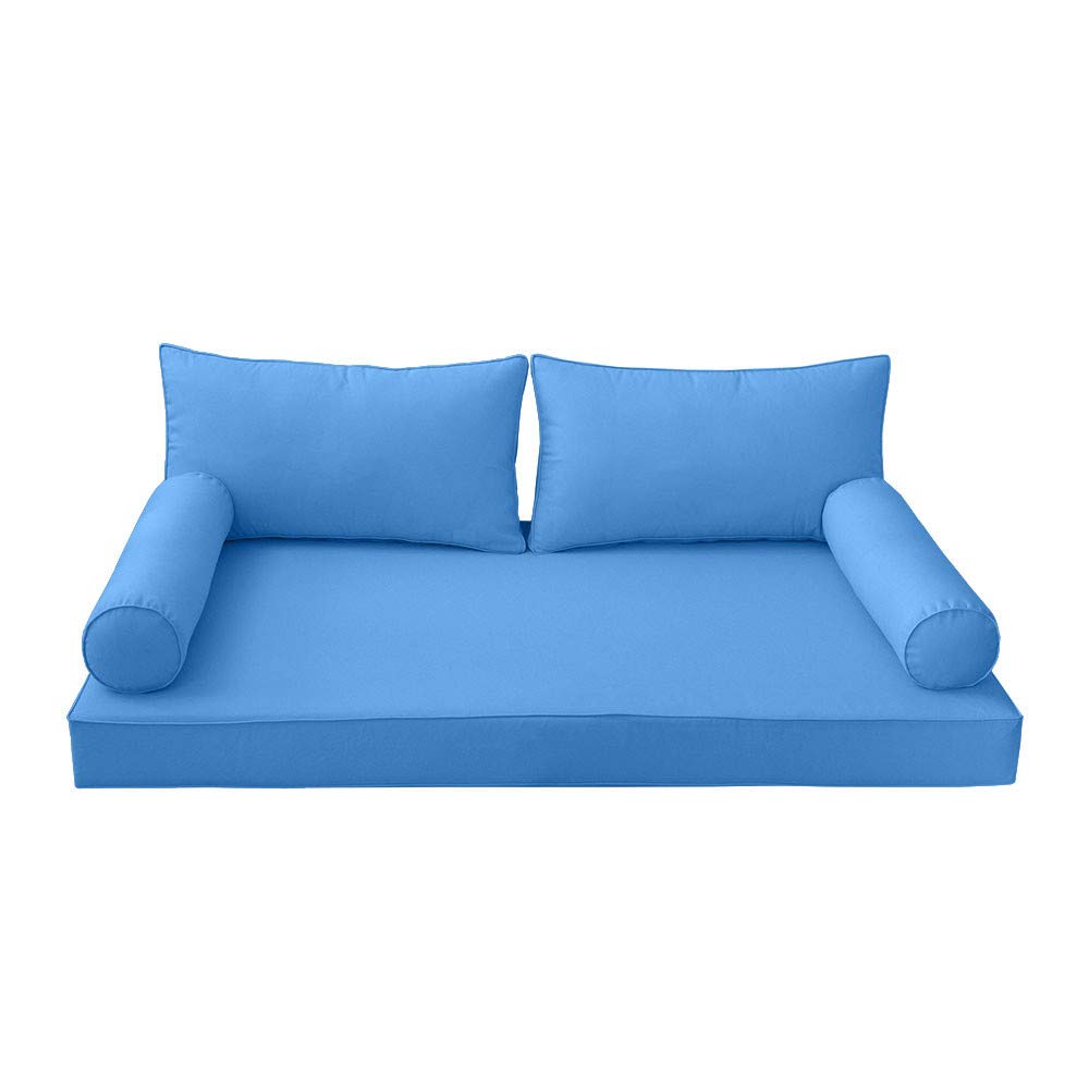 Prolinemax Outdoor Style 2 Twin-XL Piped Trim Daybed Mattress Bolster Pillow Fitted Sheet Cover - Waterproof & Breathable Fabric - Perfect for Patio, Sunroom, and Outdoor Furniture Protection